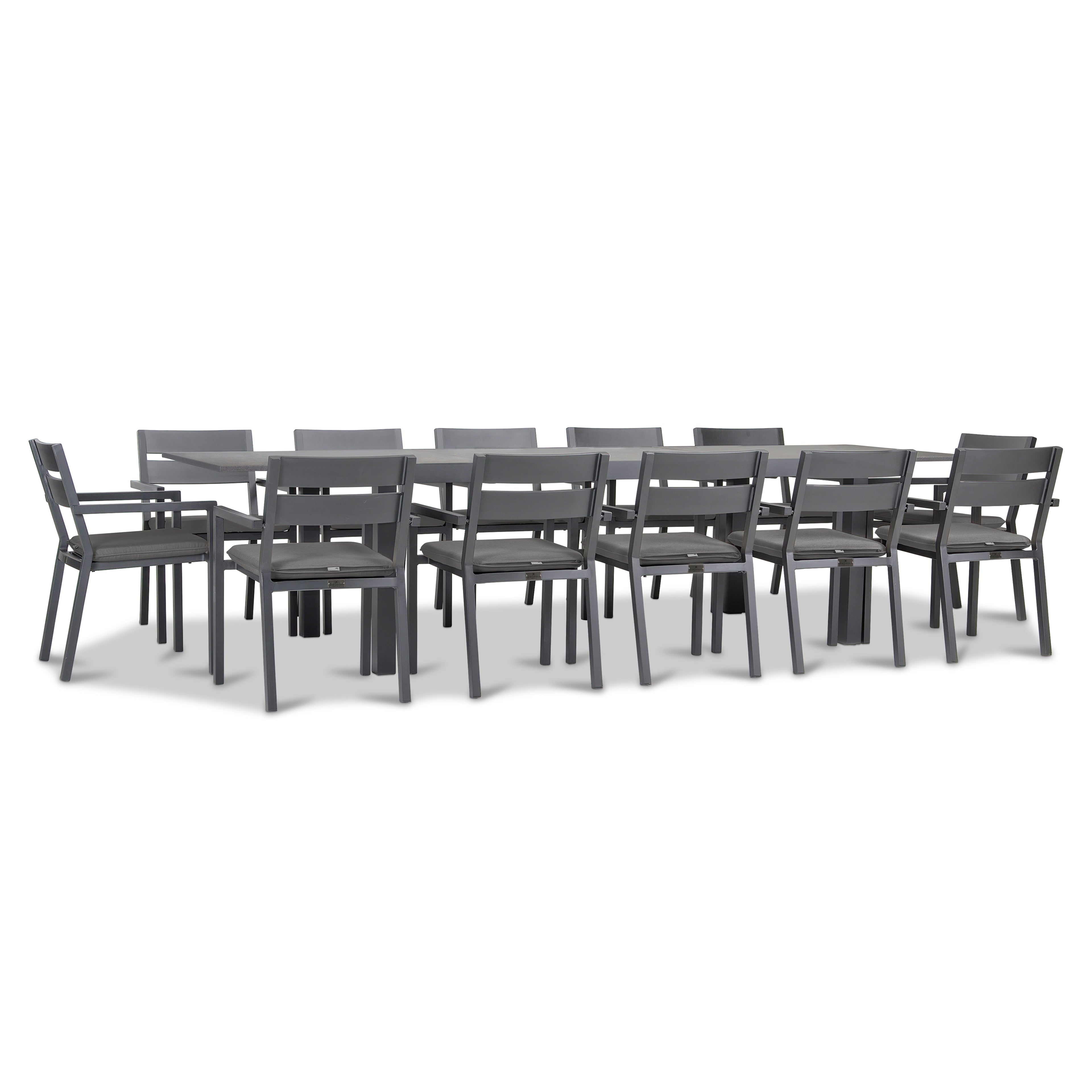 Pacifica 13 Piece Aluminum Extendable Dining Set#Finish_Slate#Fabric_Canvas Charcoal