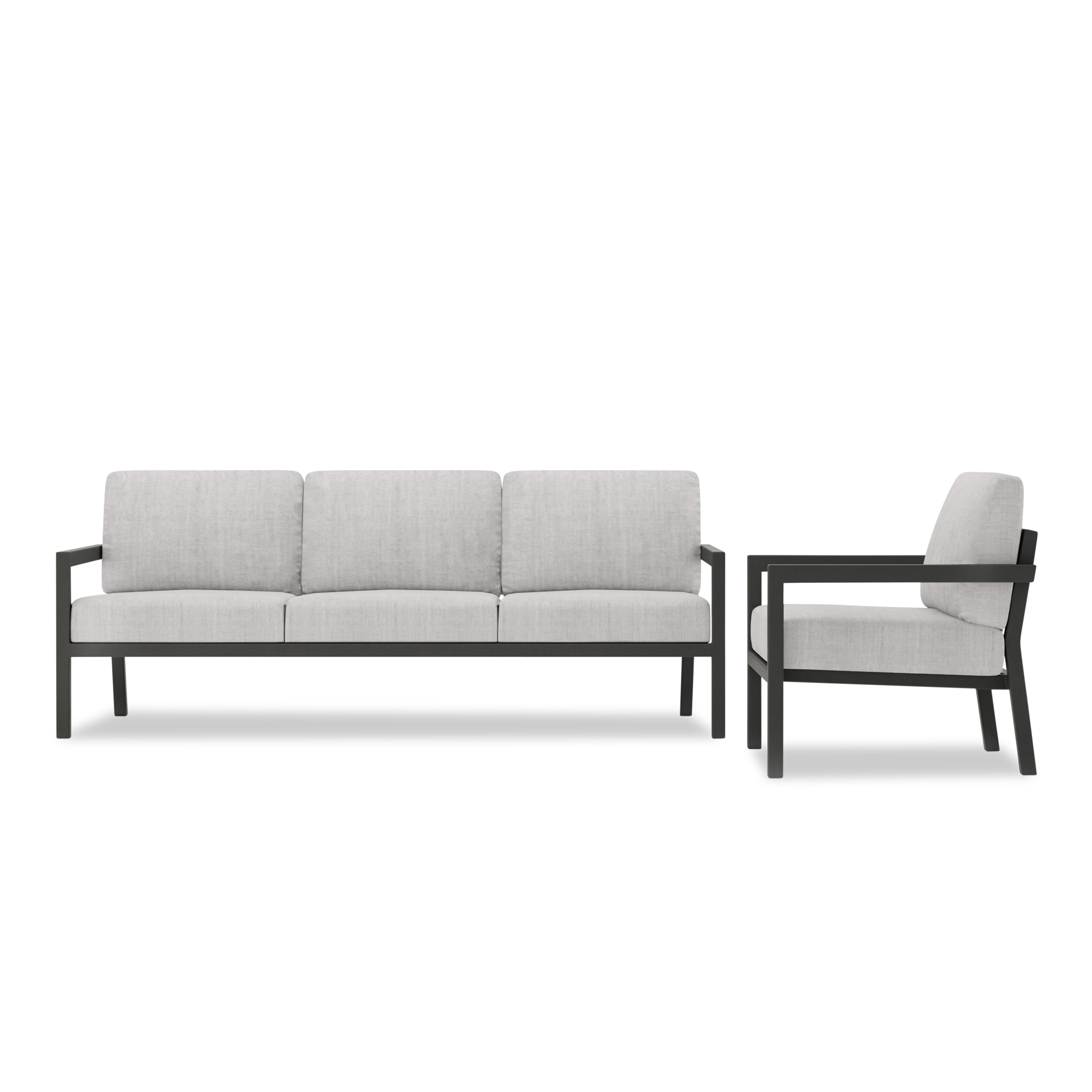 Pacifica 2 Piece Aluminum Sofa Set#Finish_Slate#Fabric_Cast Silver