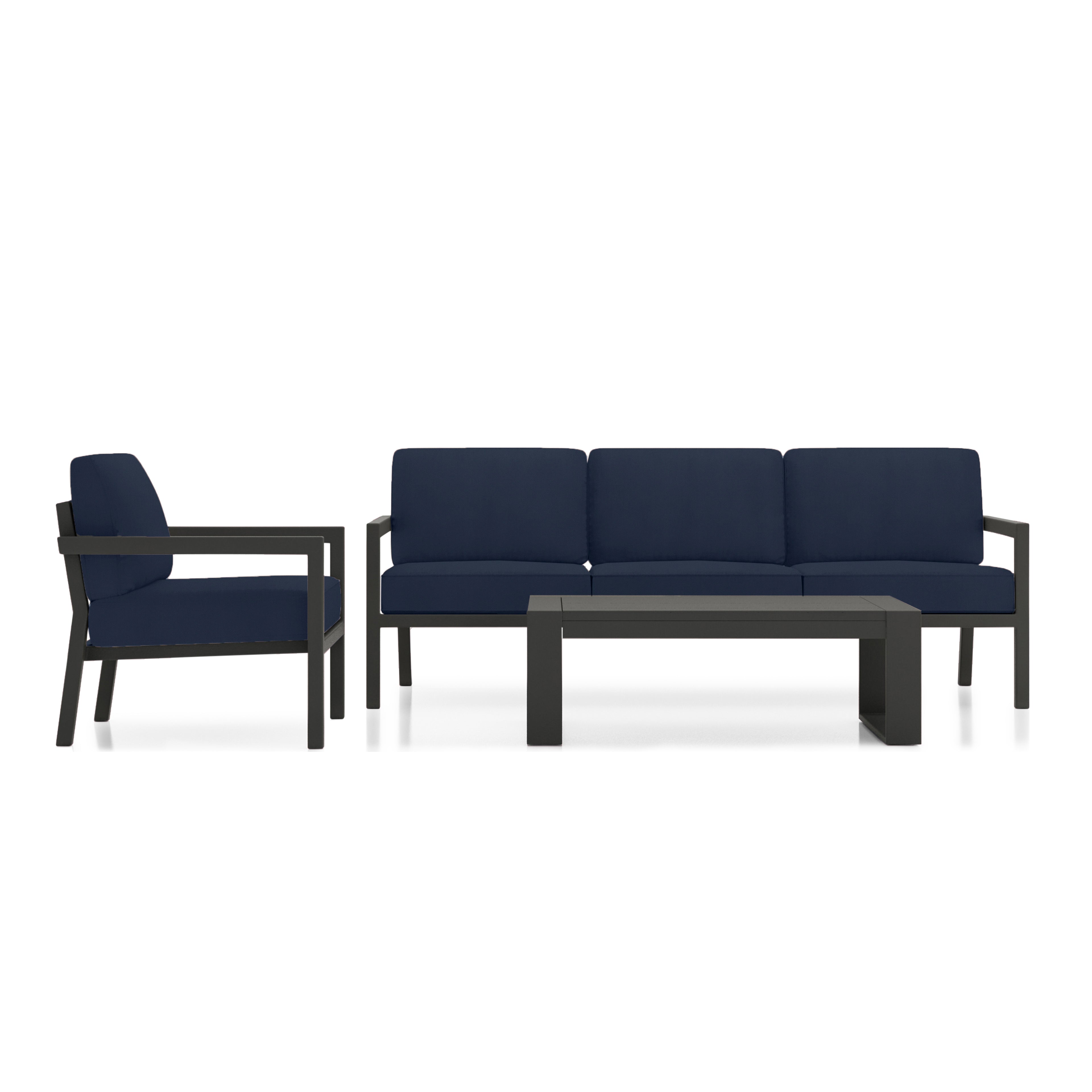 Pacifica 3 Piece Sofa Set#Finish_Slate#Fabric_Spectrum Indigo