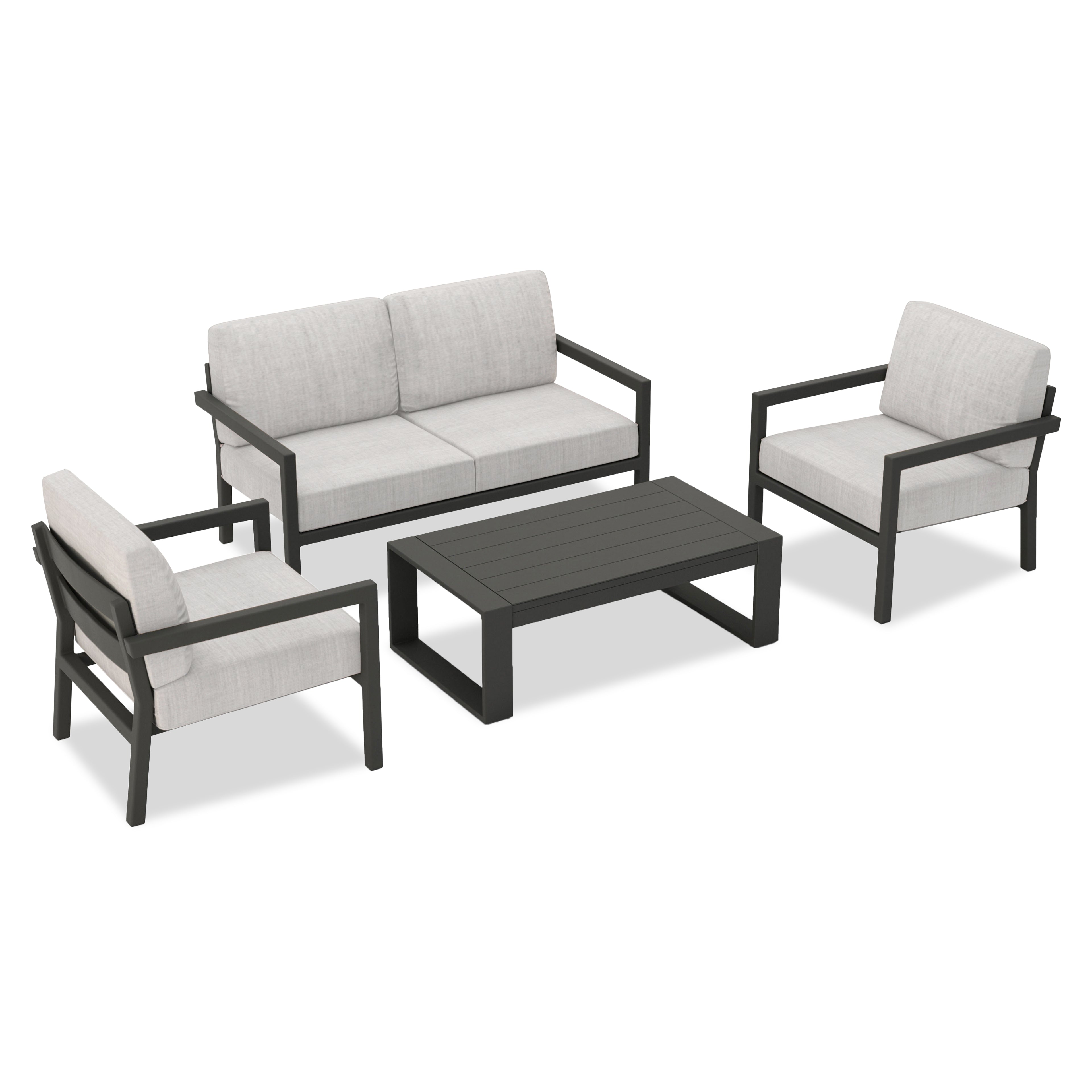 Pacifica 4 Piece Sofa Set#Finish_Slate#Fabric_Cast Silver