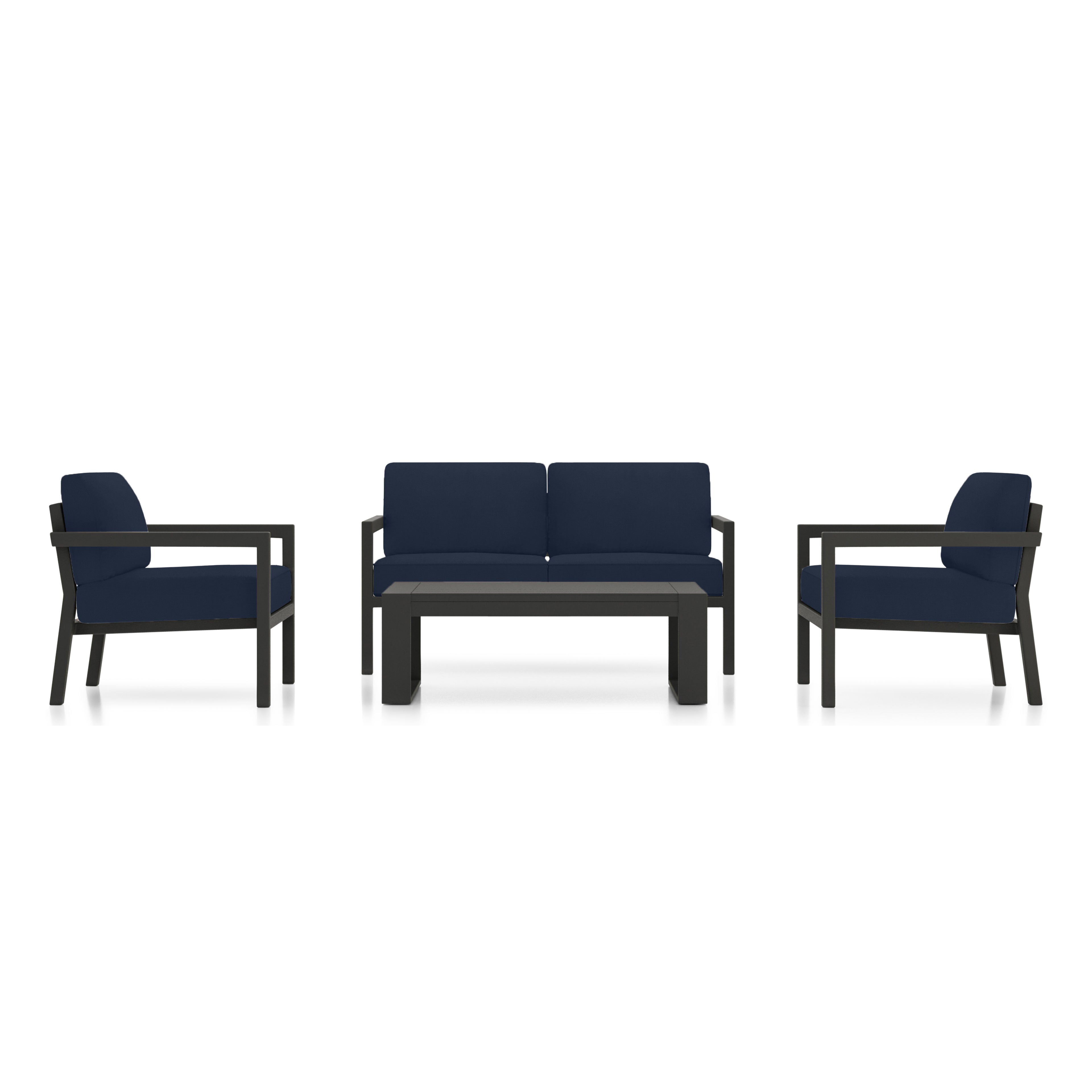 Pacifica 4 Piece Sofa Set#Finish_Slate#Fabric_Spectrum Indigo