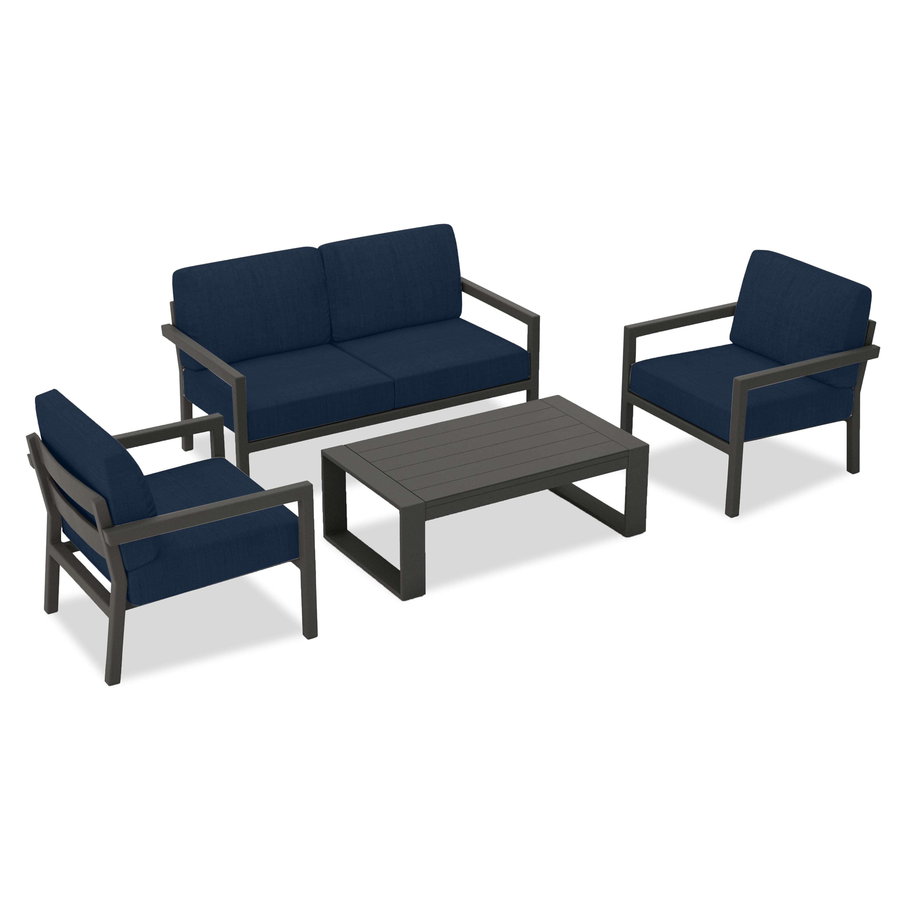 Pacifica 4 Piece Sofa Set#Finish_Slate#Fabric_Spectrum Indigo