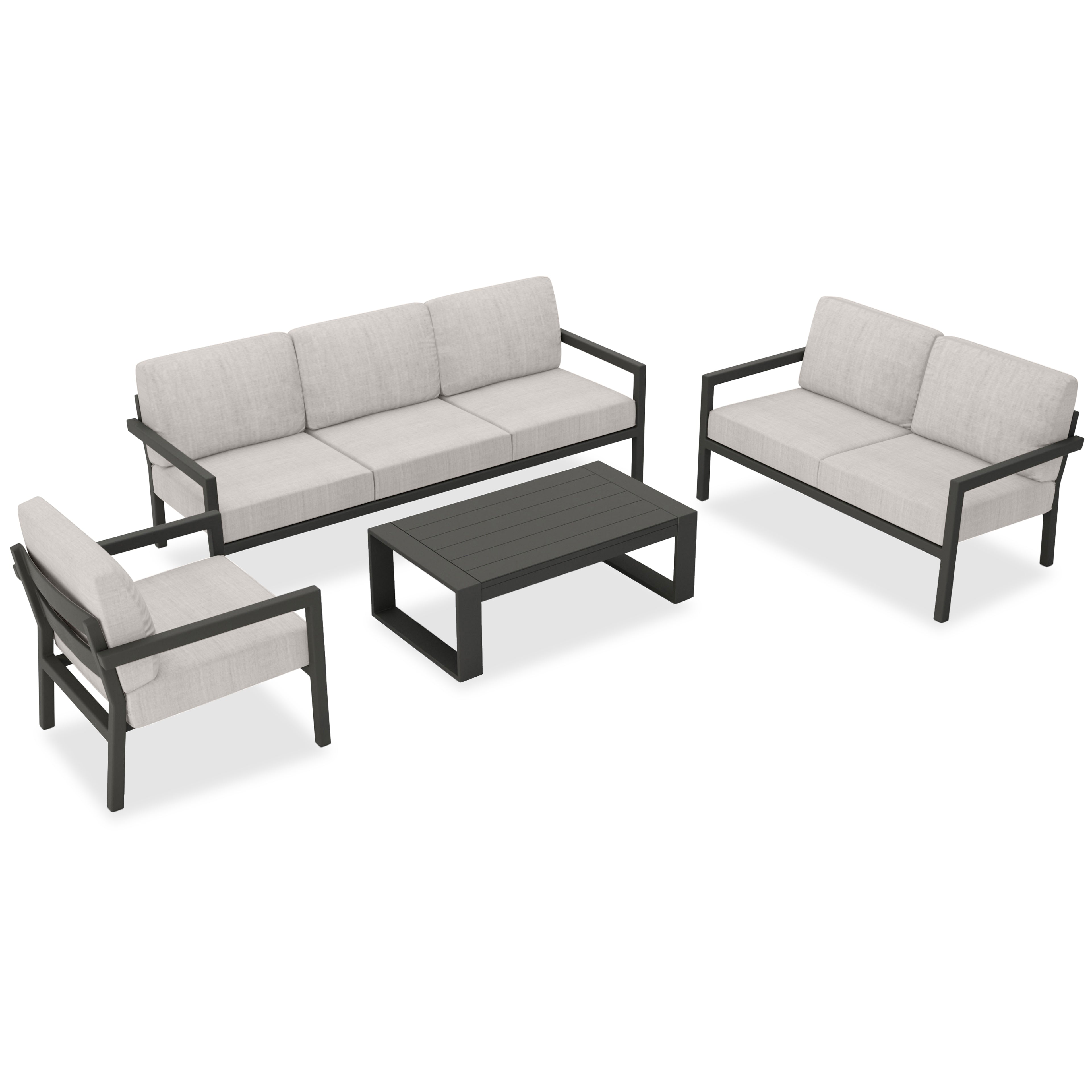 Pacifica 5 Piece Sofa Set#Finish_Slate#Fabric_Cast Silver