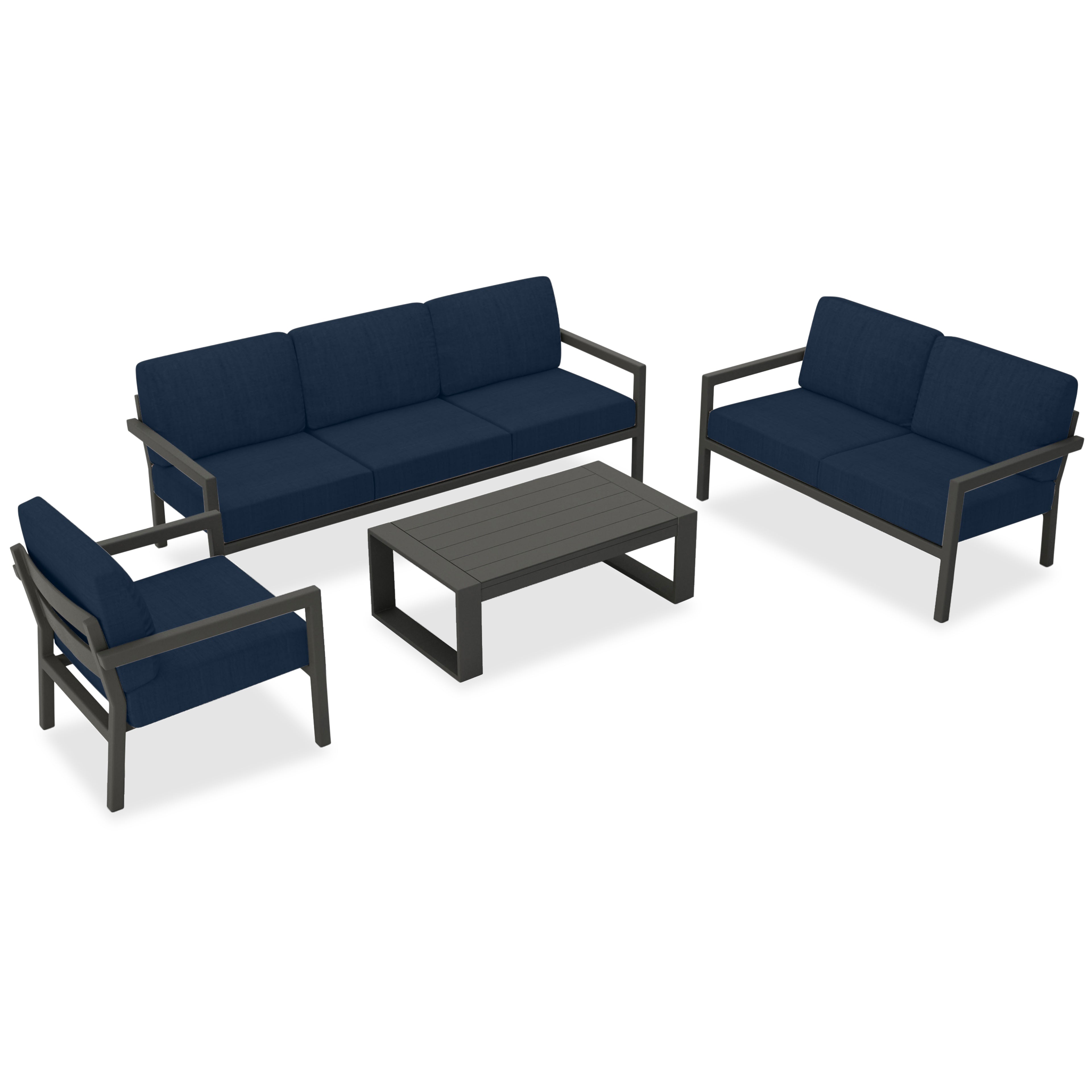 Pacifica 5 Piece Sofa Set#Finish_Slate#Fabric_Spectrum Indigo
