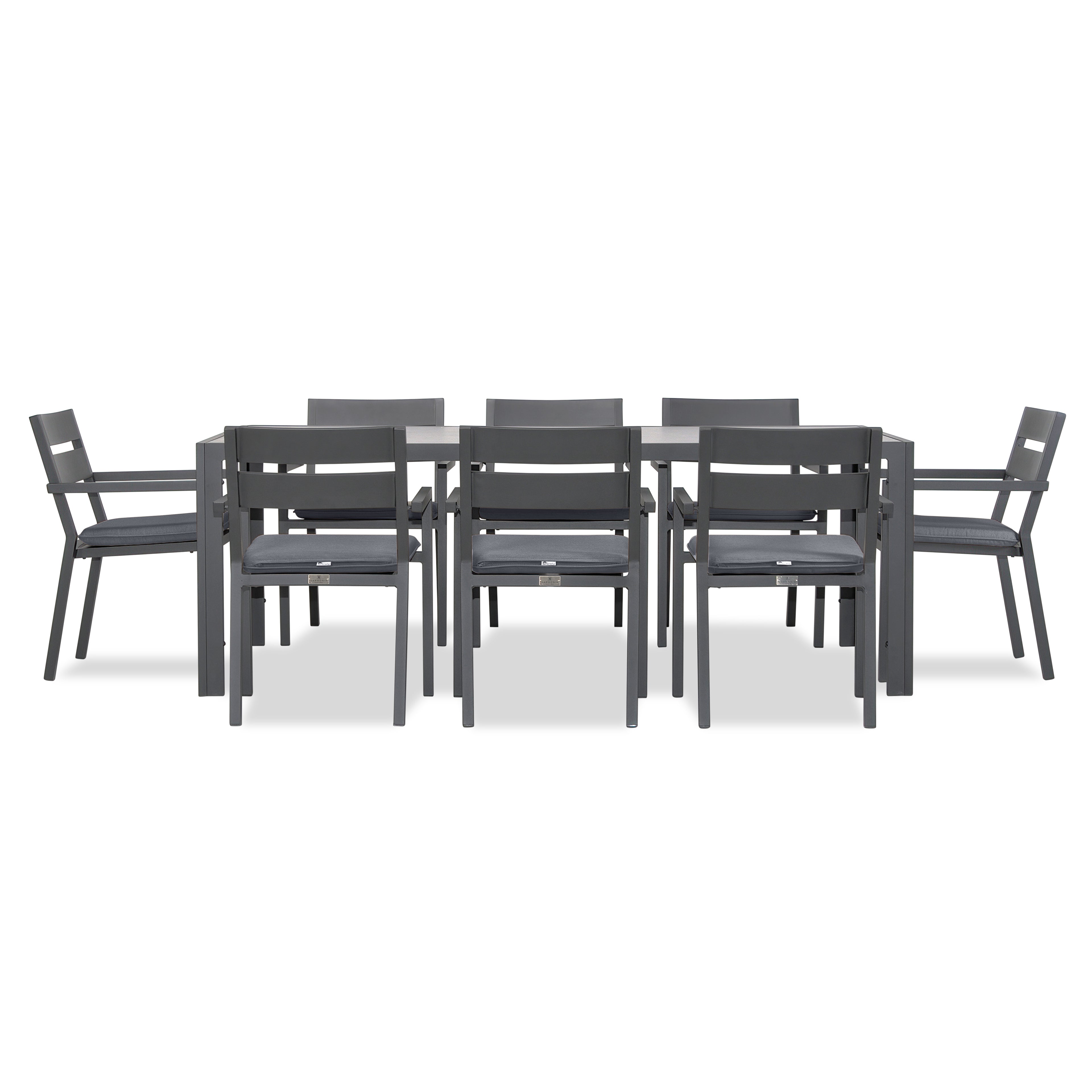 Pacifica 9 Piece Rectangular Dining Set#Finish_Slate#Fabric_Canvas Charcoal