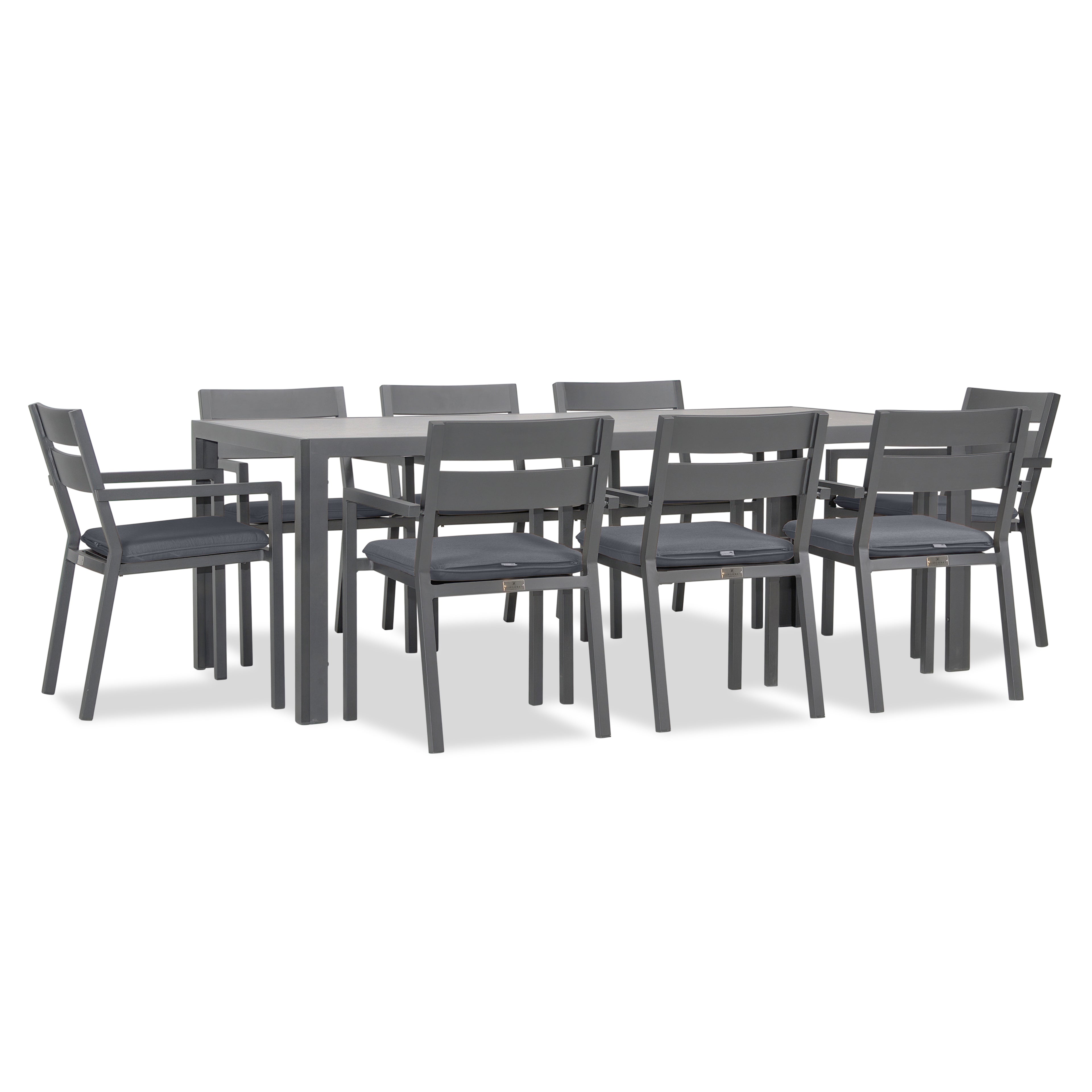 Pacifica 9 Piece Rectangular Dining Set#Finish_Slate#Fabric_Canvas Charcoal