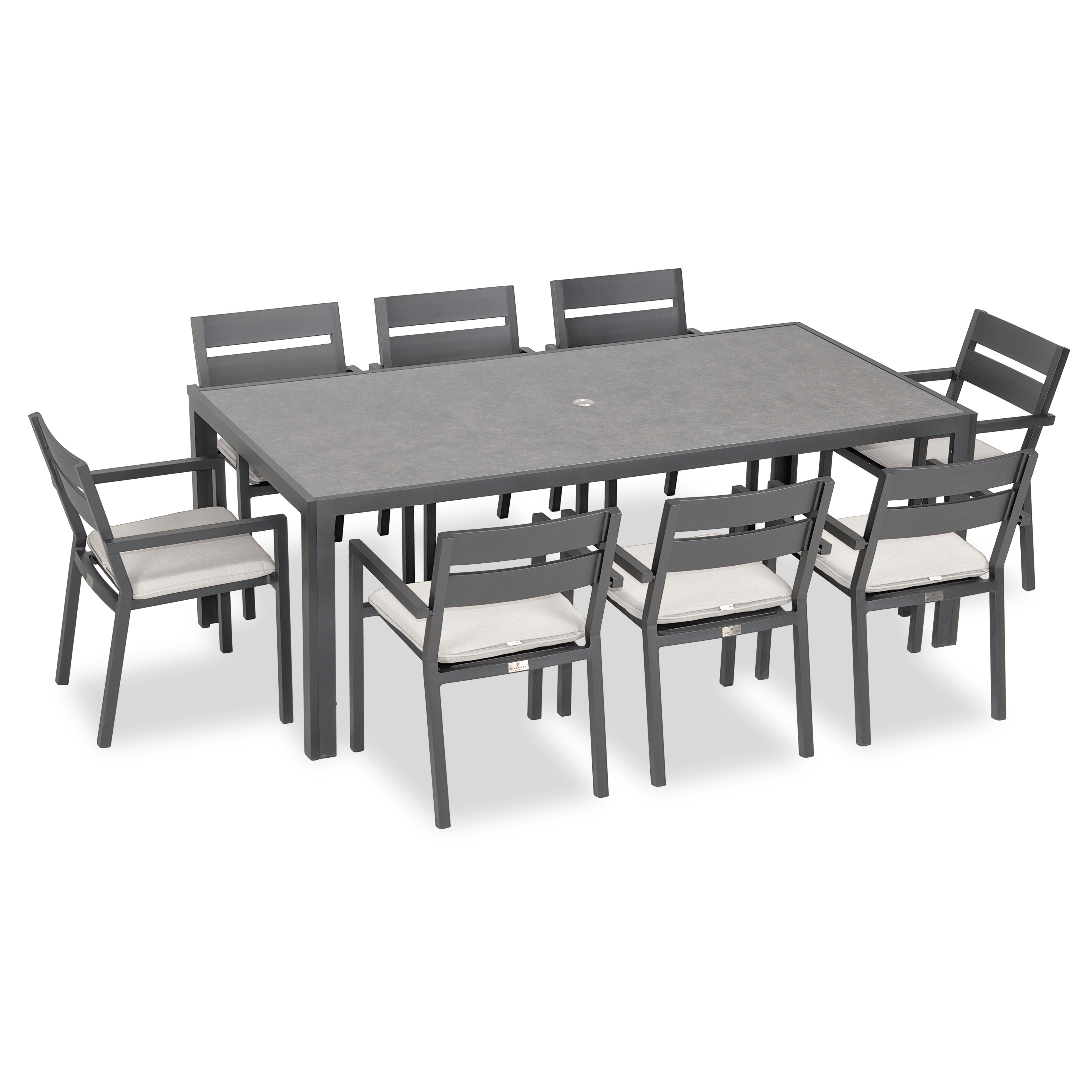 Pacifica 9 Piece Rectangular Dining Set#Finish_Slate#Fabric_Canvas Natural