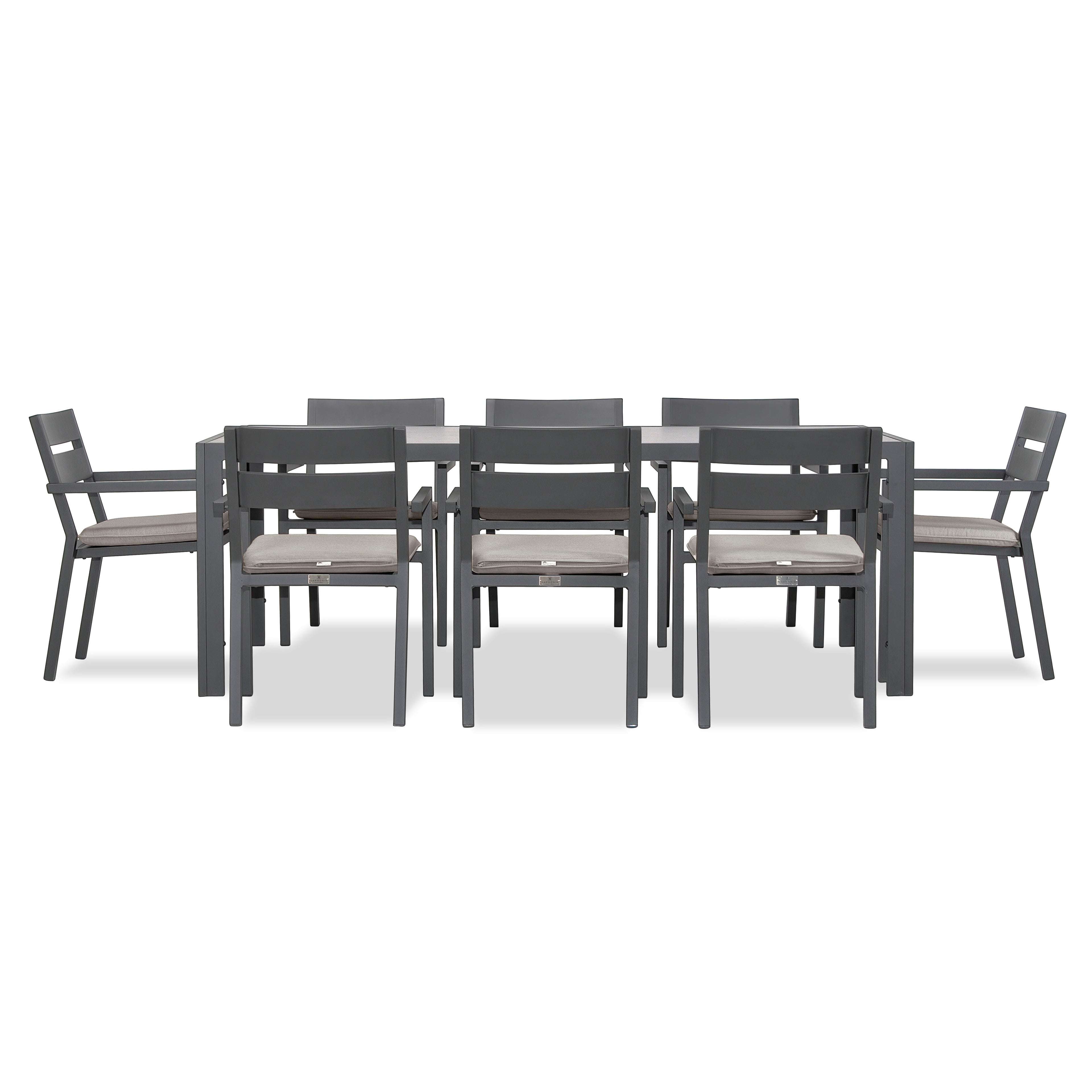 Pacifica 9 Piece Rectangular Dining Set#Finish_Slate#Fabric_Cast Silver