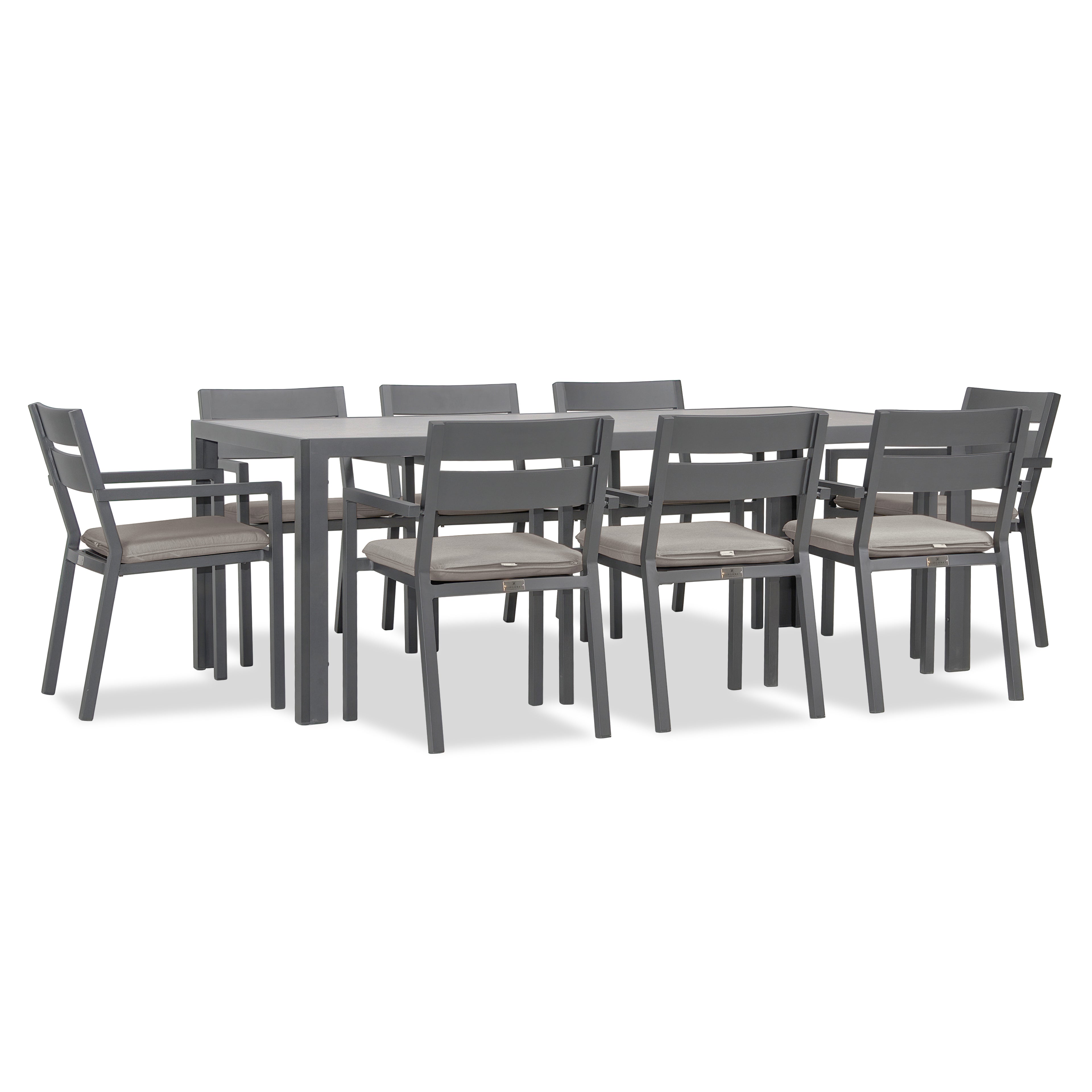 Pacifica 9 Piece Rectangular Dining Set#Finish_Slate#Fabric_Cast Silver