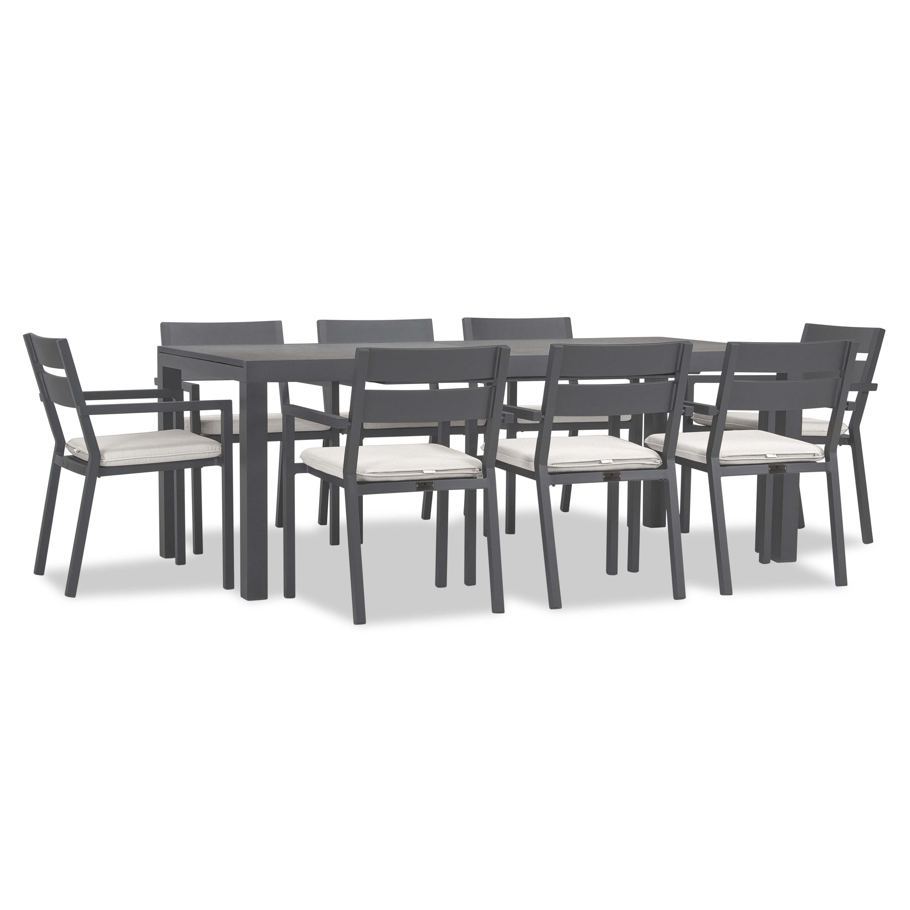 Pacifica 9 Piece Extendable Dining Set#Finish_Slate#Fabric_Canvas Natural