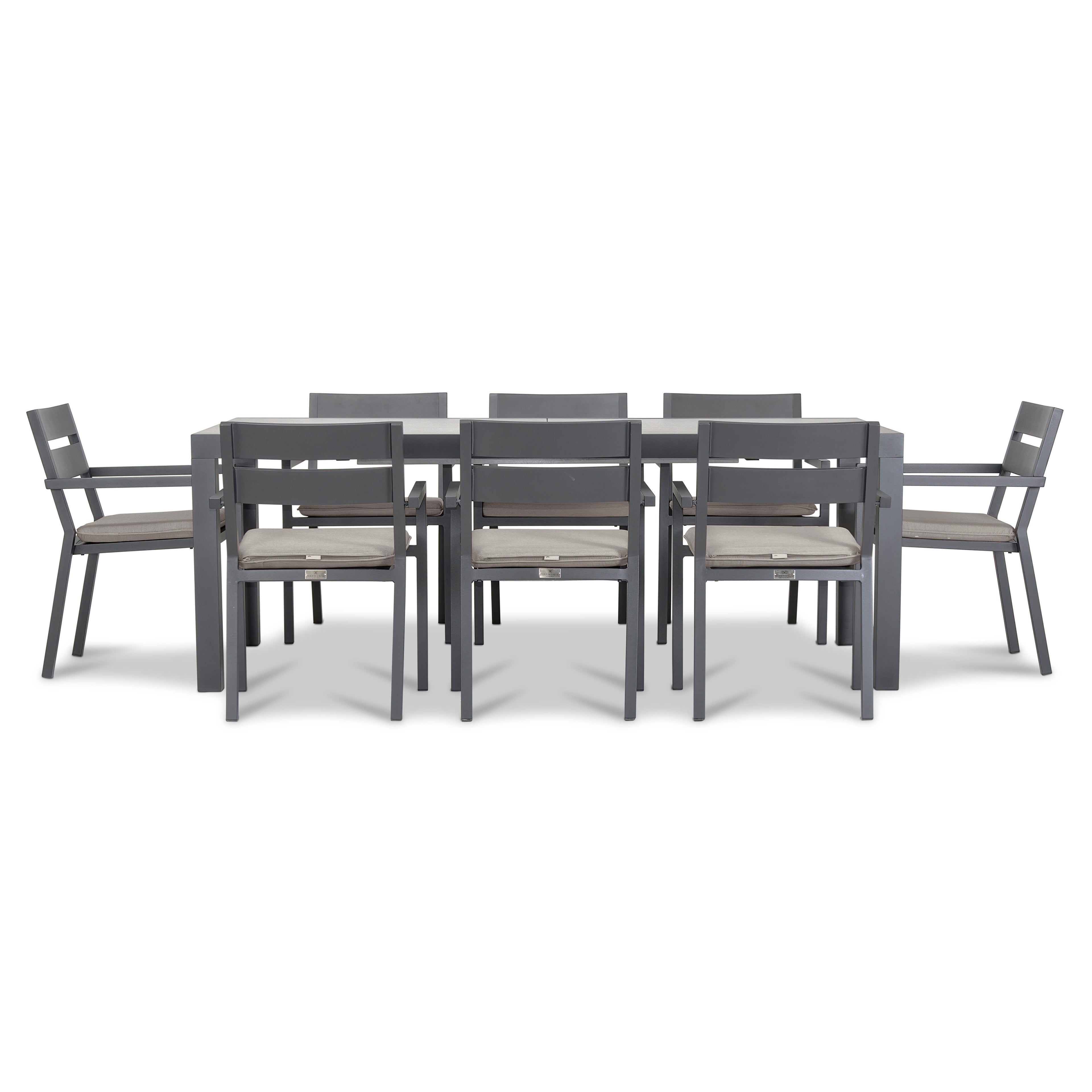 Pacifica 9 Piece Extendable Dining Set#Finish_Slate#Fabric_Cast Silver