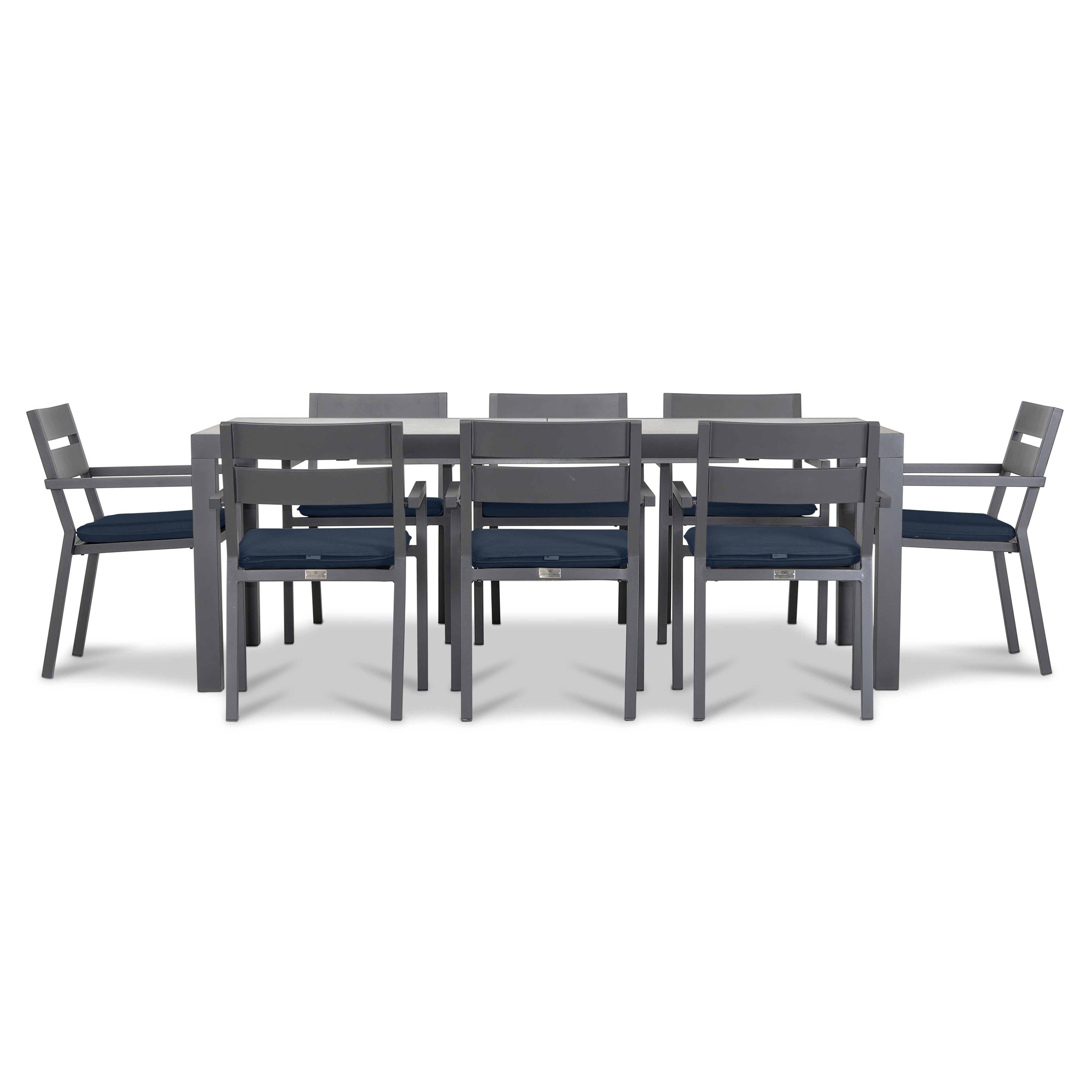 Pacifica 9 Piece Extendable Dining Set#Finish_Slate#Fabric_Spectrum Indigo