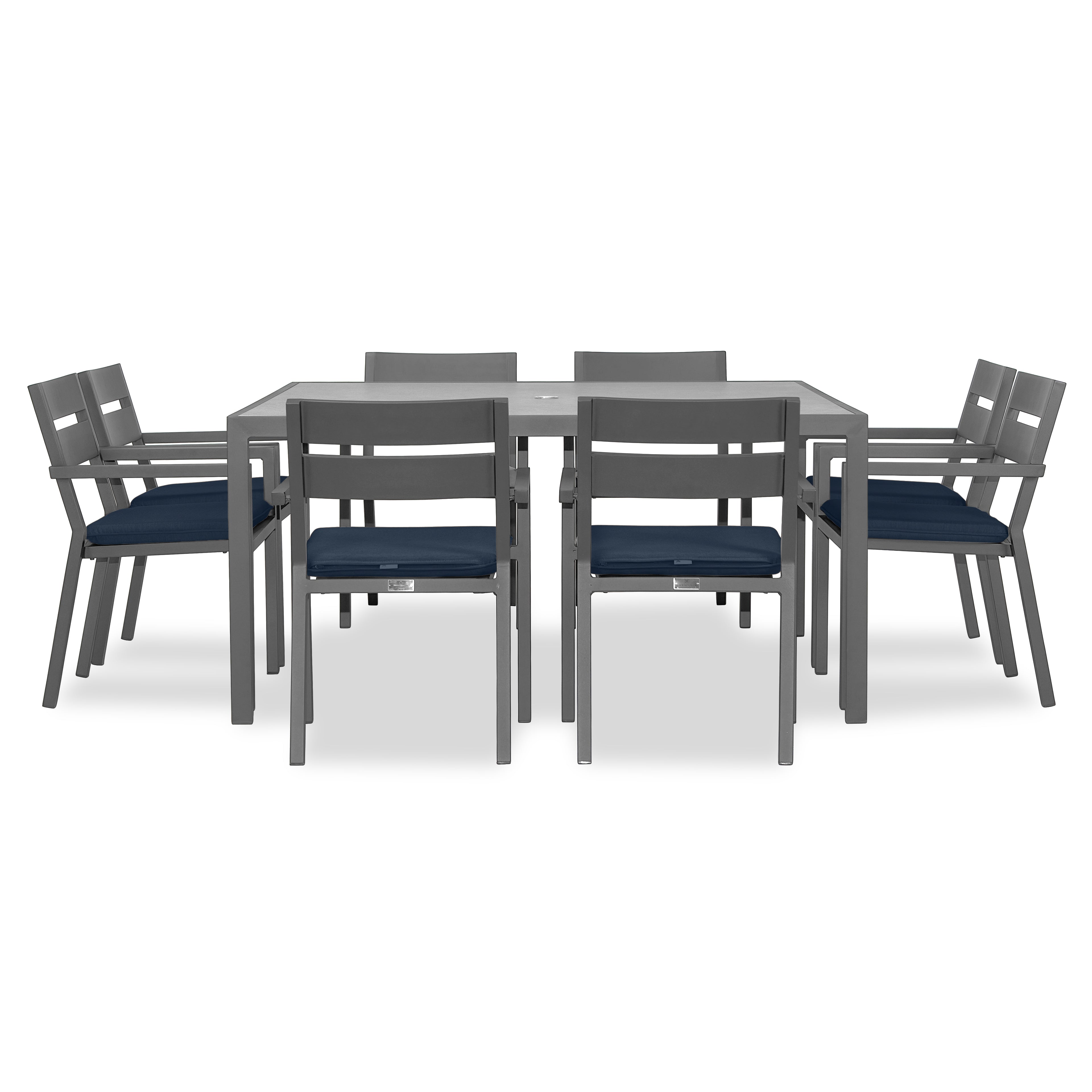 Pacifica 9 Piece Square Dining Set#Finish_Slate#Fabric_Spectrum Indigo