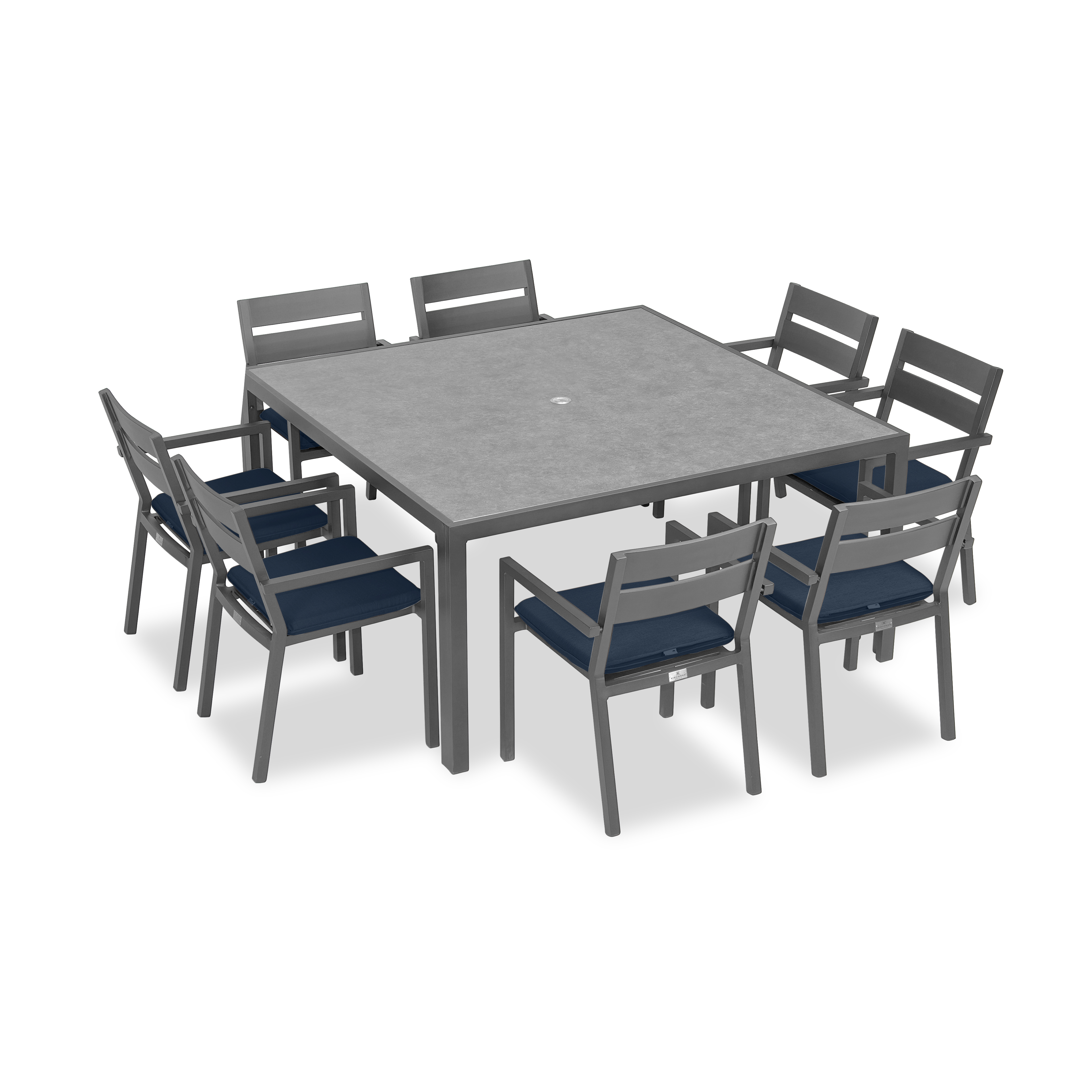 Pacifica 9 Piece Square Dining Set#Finish_Slate#Fabric_Spectrum Indigo