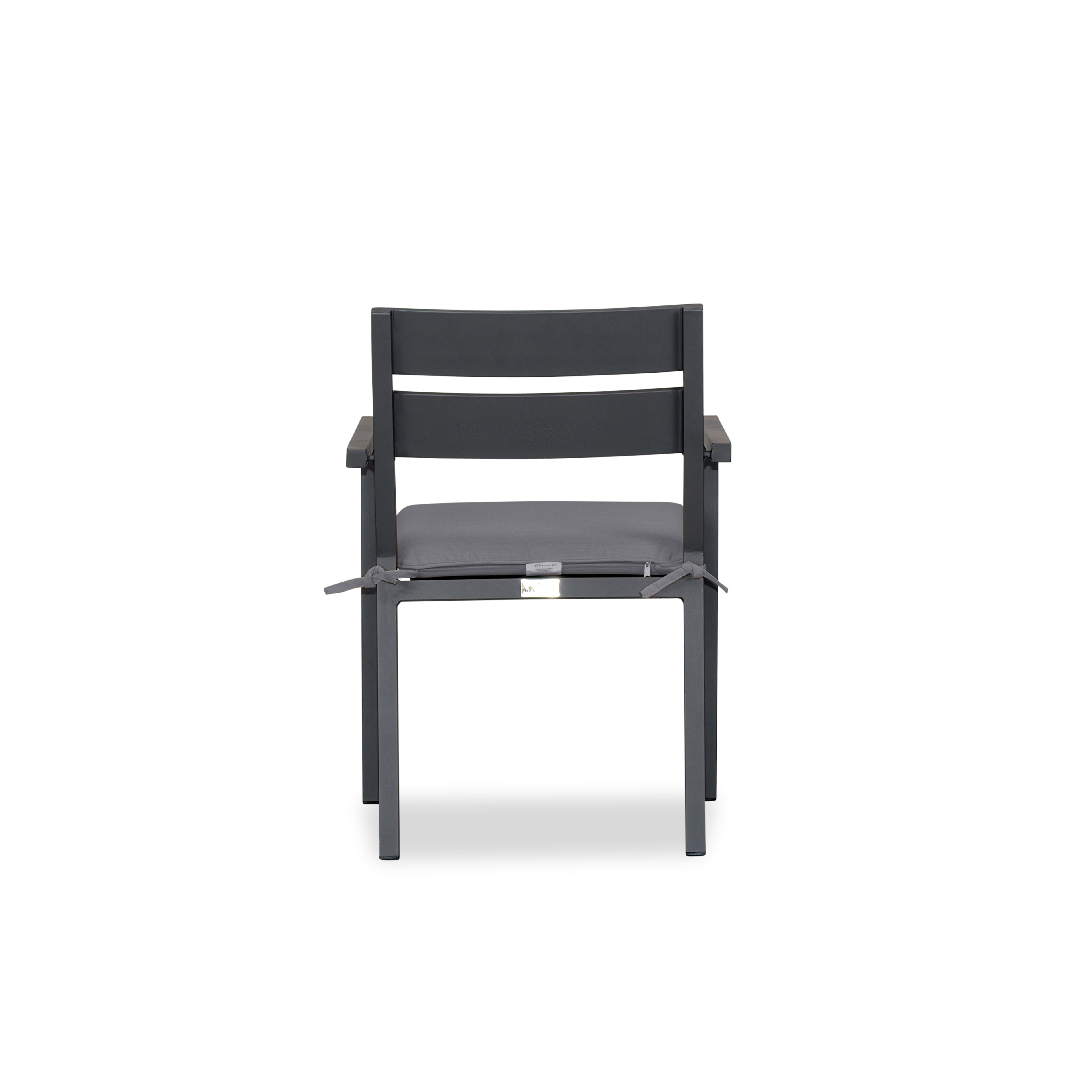 Pacifica Aluminum Dining Arm Chair#Finish_Slate#Fabric_Canvas Charcoal