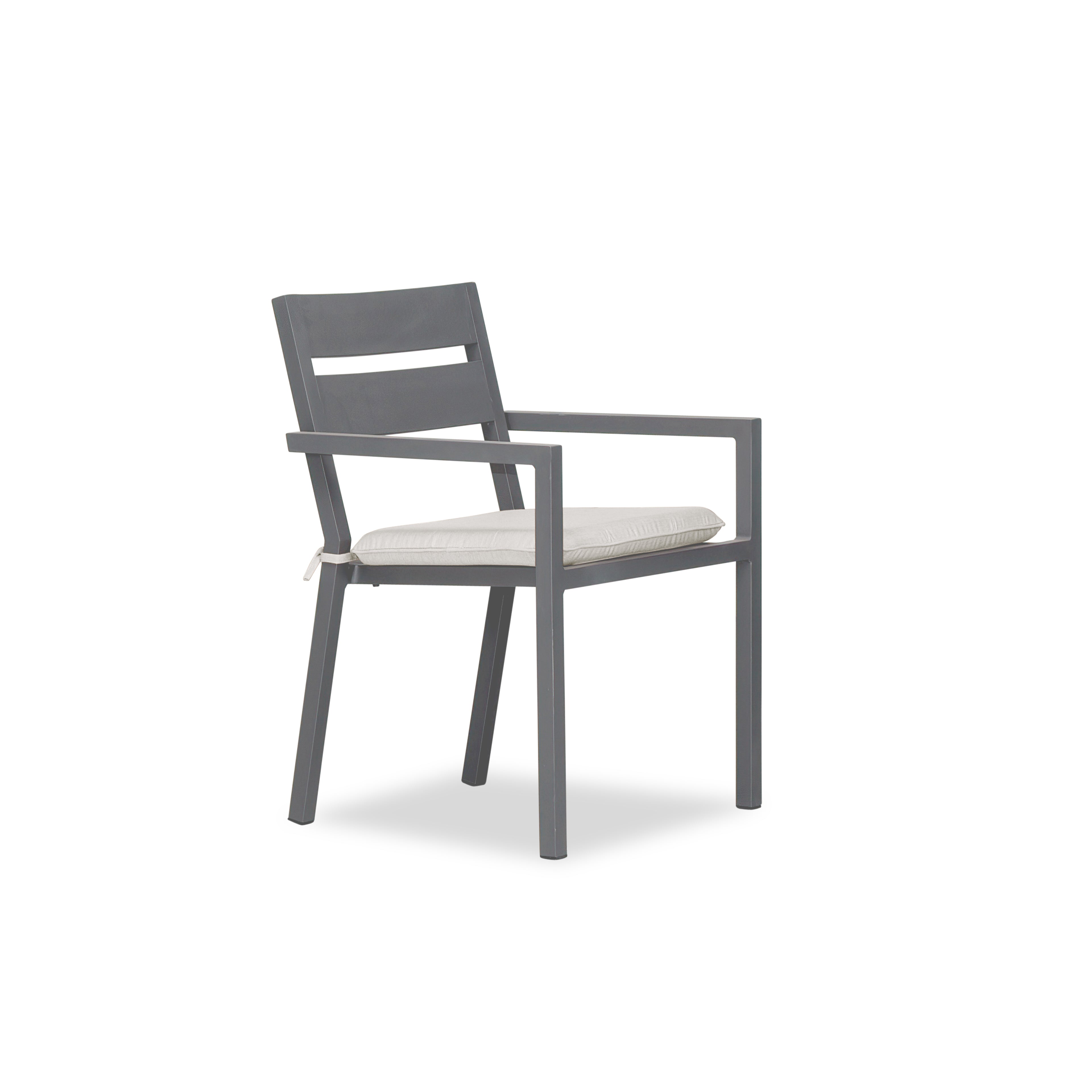 Pacifica Aluminum Dining Arm Chair#Finish_Slate#Fabric_Canvas Natural