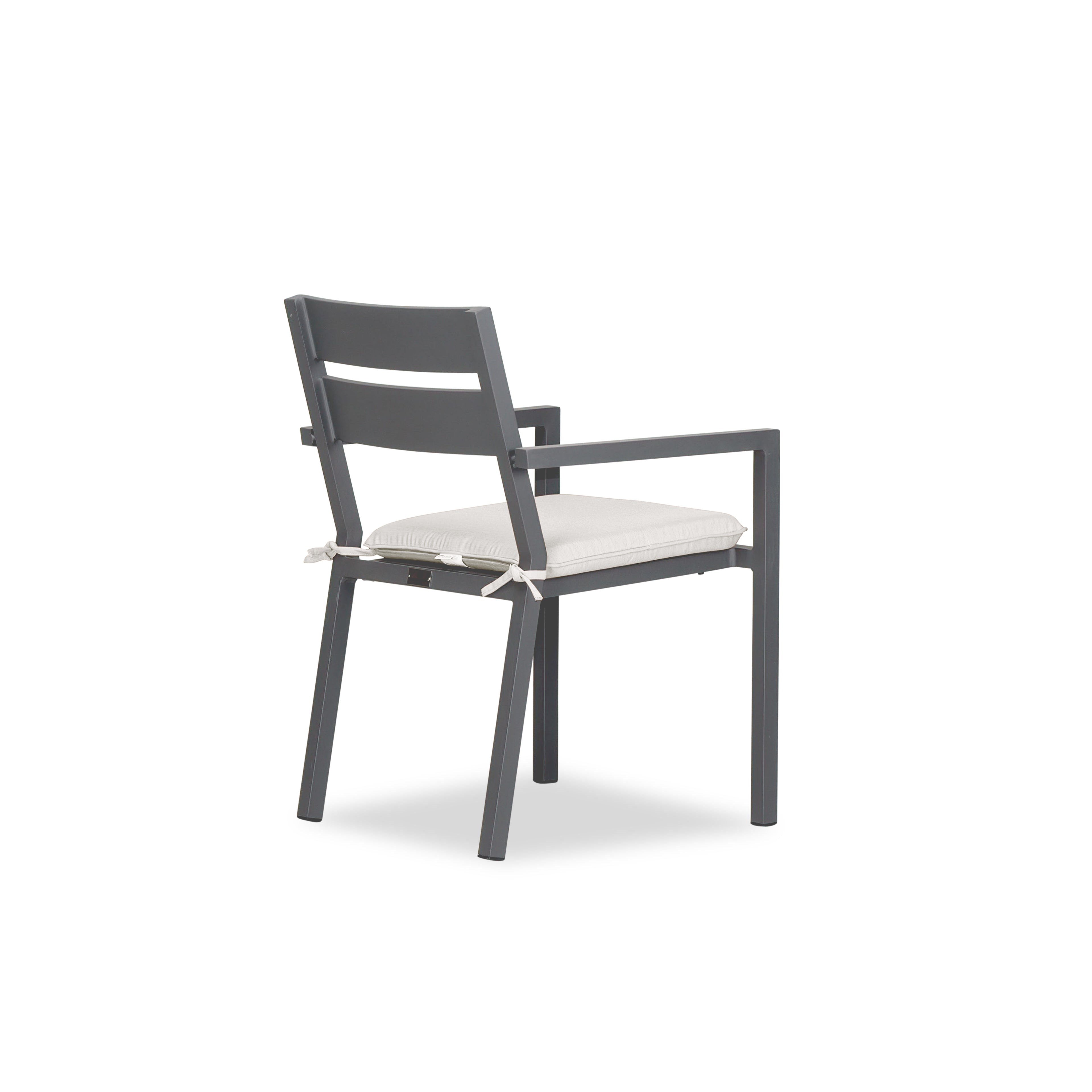 Pacifica Aluminum Dining Arm Chair#Finish_Slate#Fabric_Canvas Natural