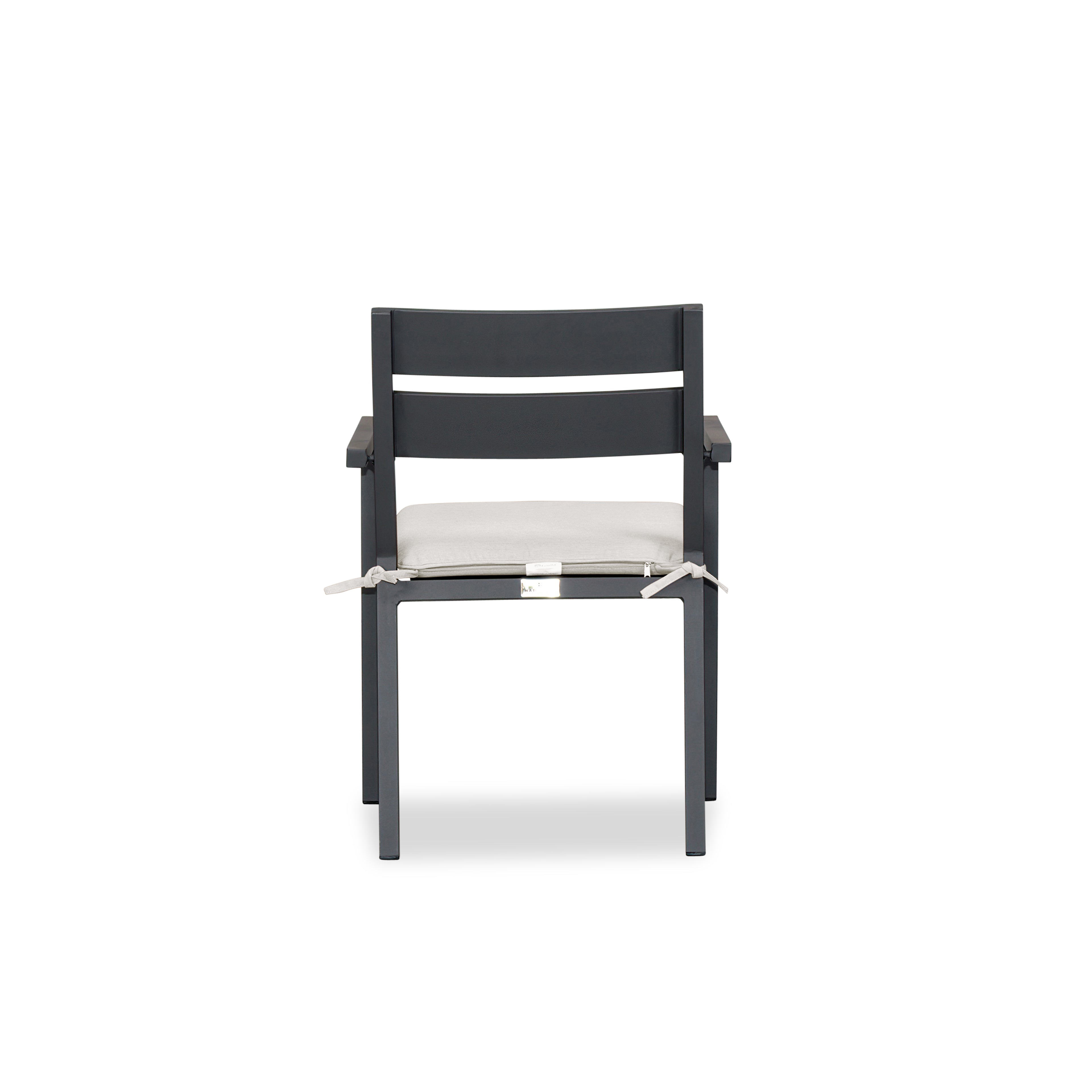 Pacifica Aluminum Dining Arm Chair#Finish_Slate#Fabric_Canvas Natural