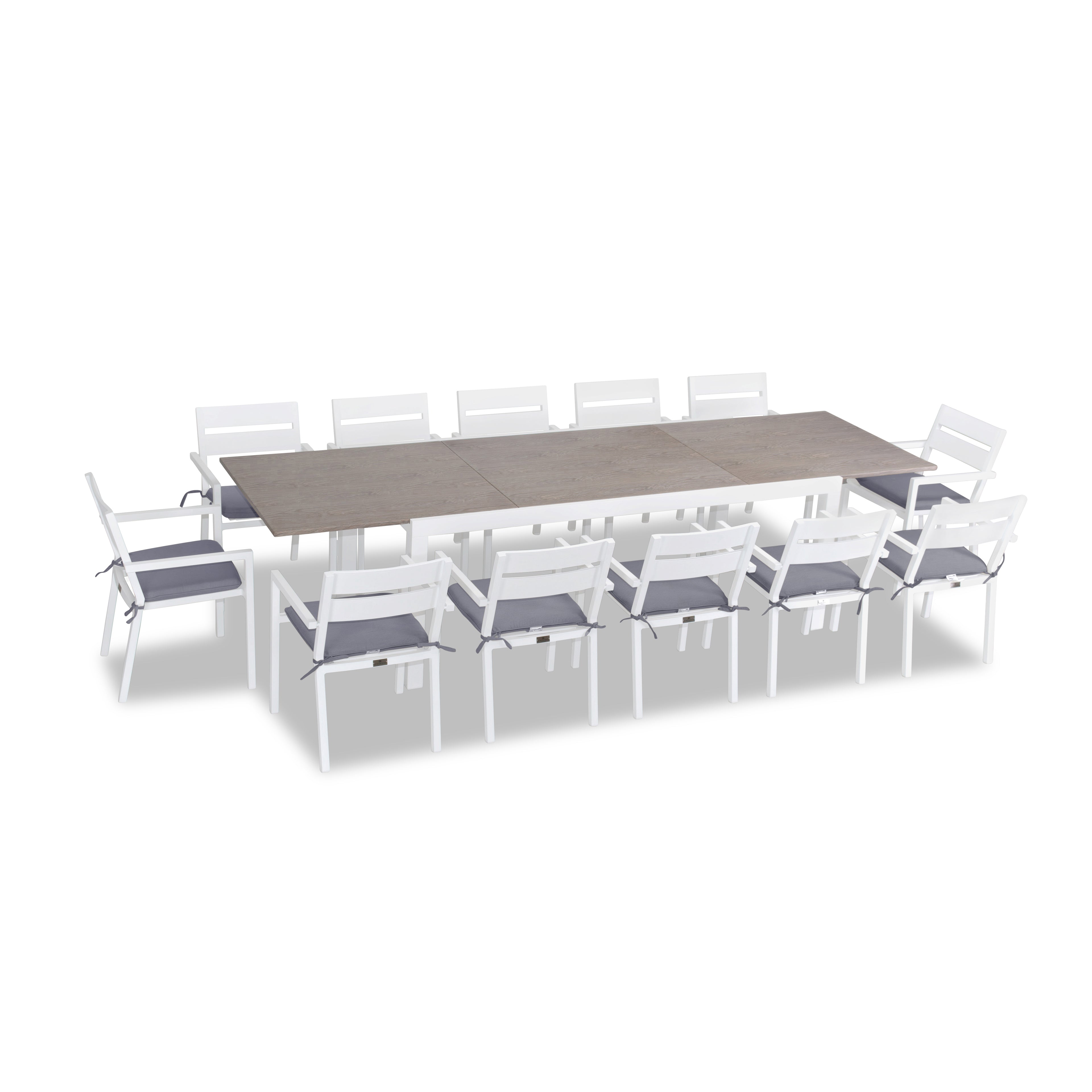 Pacifica 13 Piece Aluminum Extendable Dining Set#Finish_White#Fabric_Canvas Charcoal