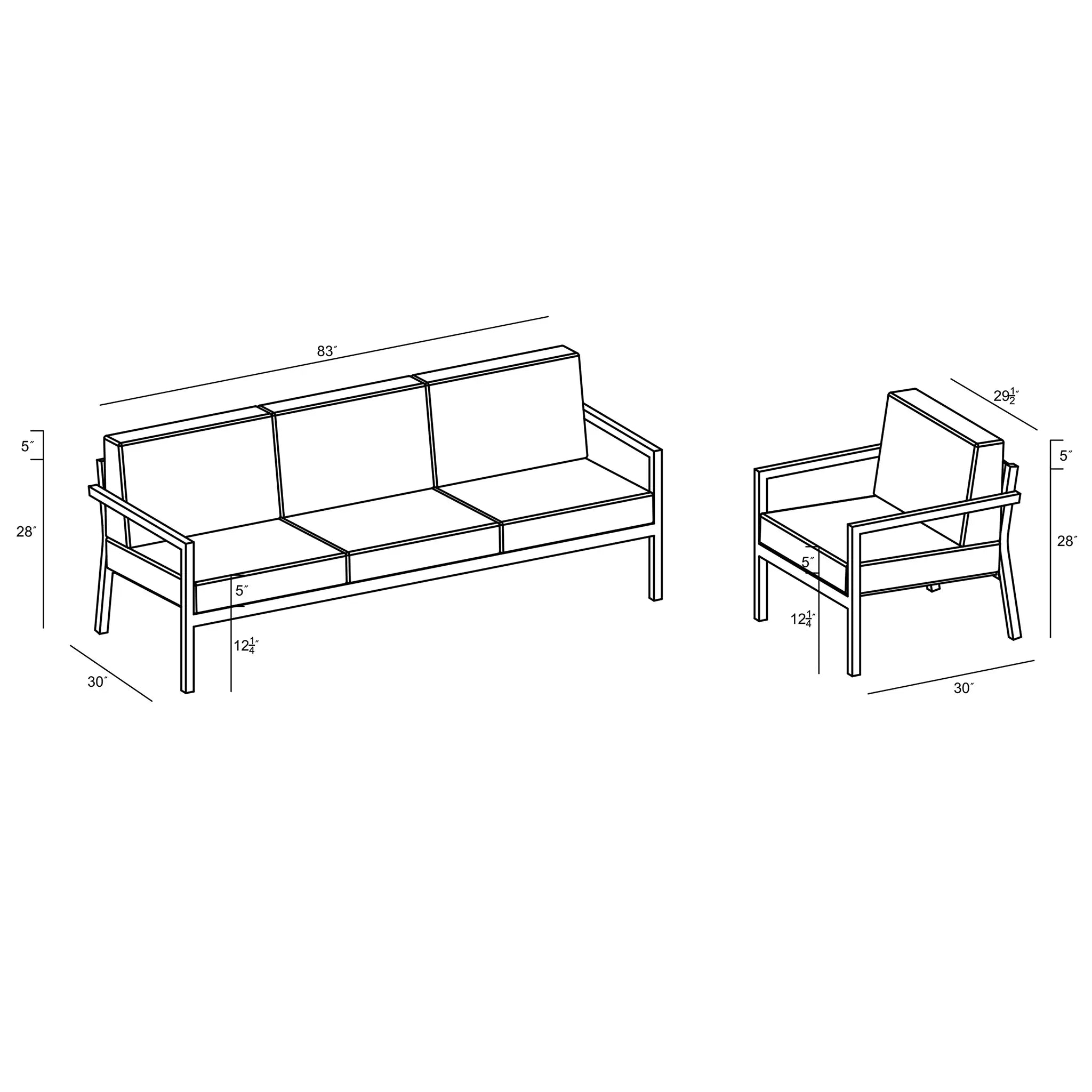 Harmonia Living Pacifica 2 Piece Aluminum Sofa Set