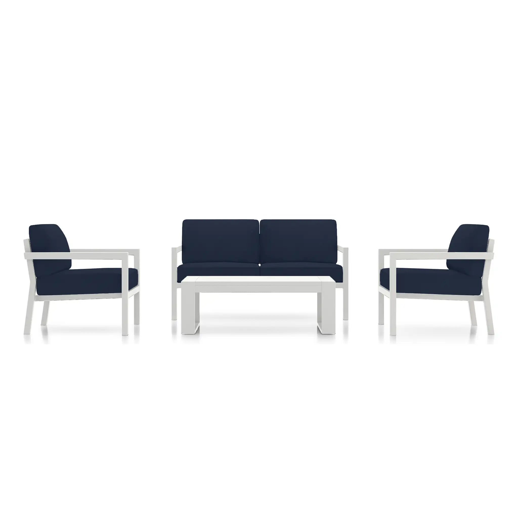 Pacifica 4 Piece Sofa Set#Finish_White#Fabric_Spectrum Indigo