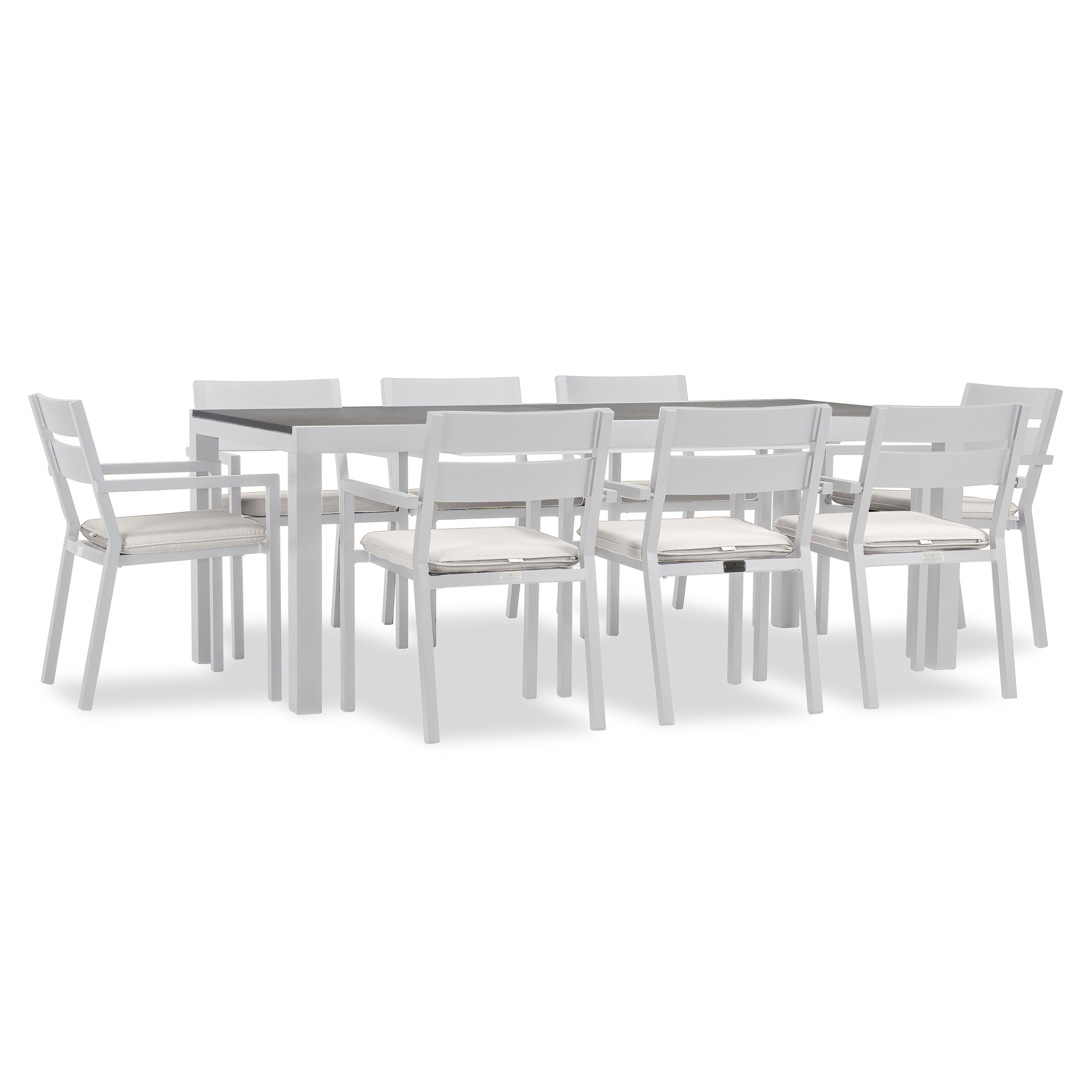 Pacifica 9 Piece Extendable Dining Set#Finish_White#Fabric_Canvas Natural