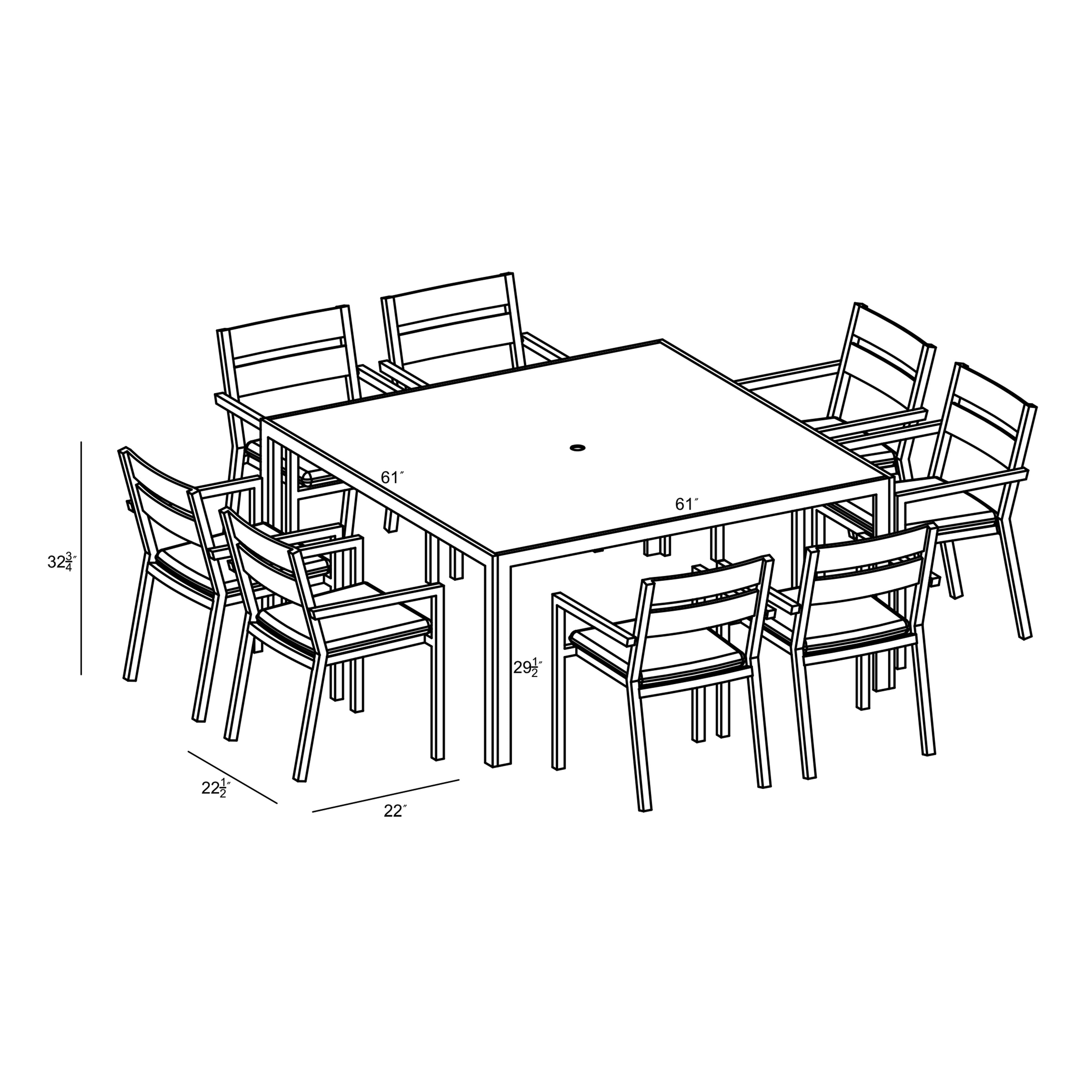 Pacifica 9 Piece Square Dining Set