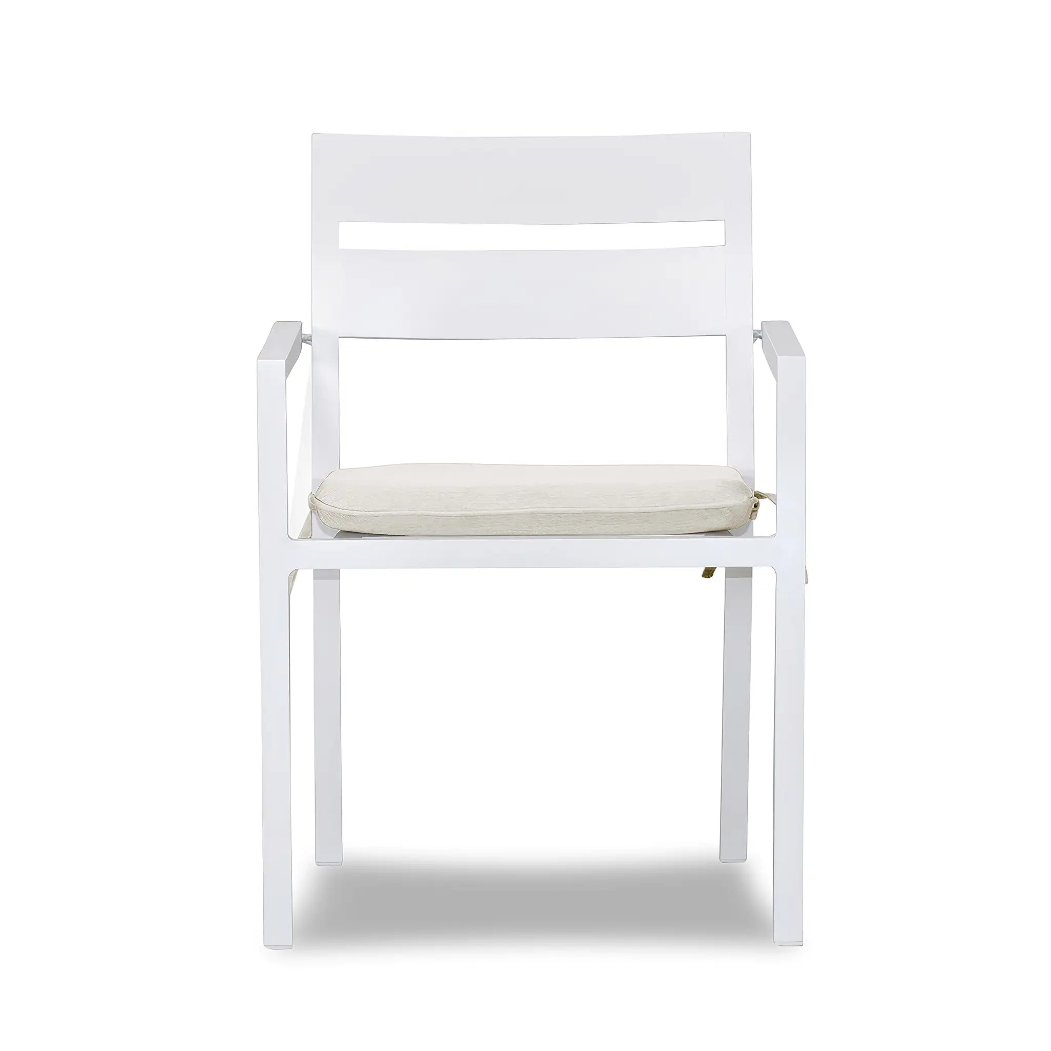 Pacifica Aluminum Dining Arm Chair#Finish_White#Fabric_Canvas Natural