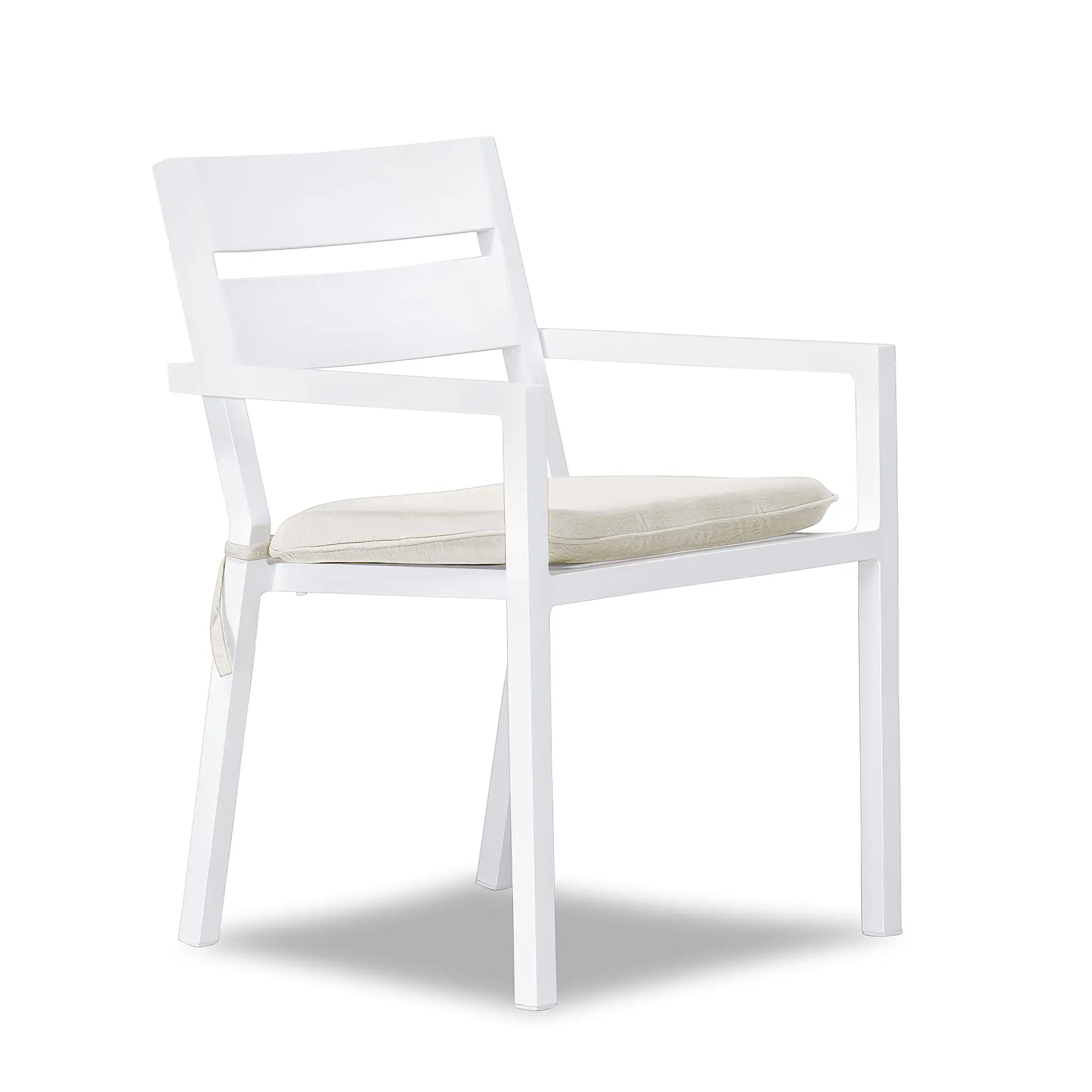 Pacifica Aluminum Dining Arm Chair#Finish_White#Fabric_Canvas Natural