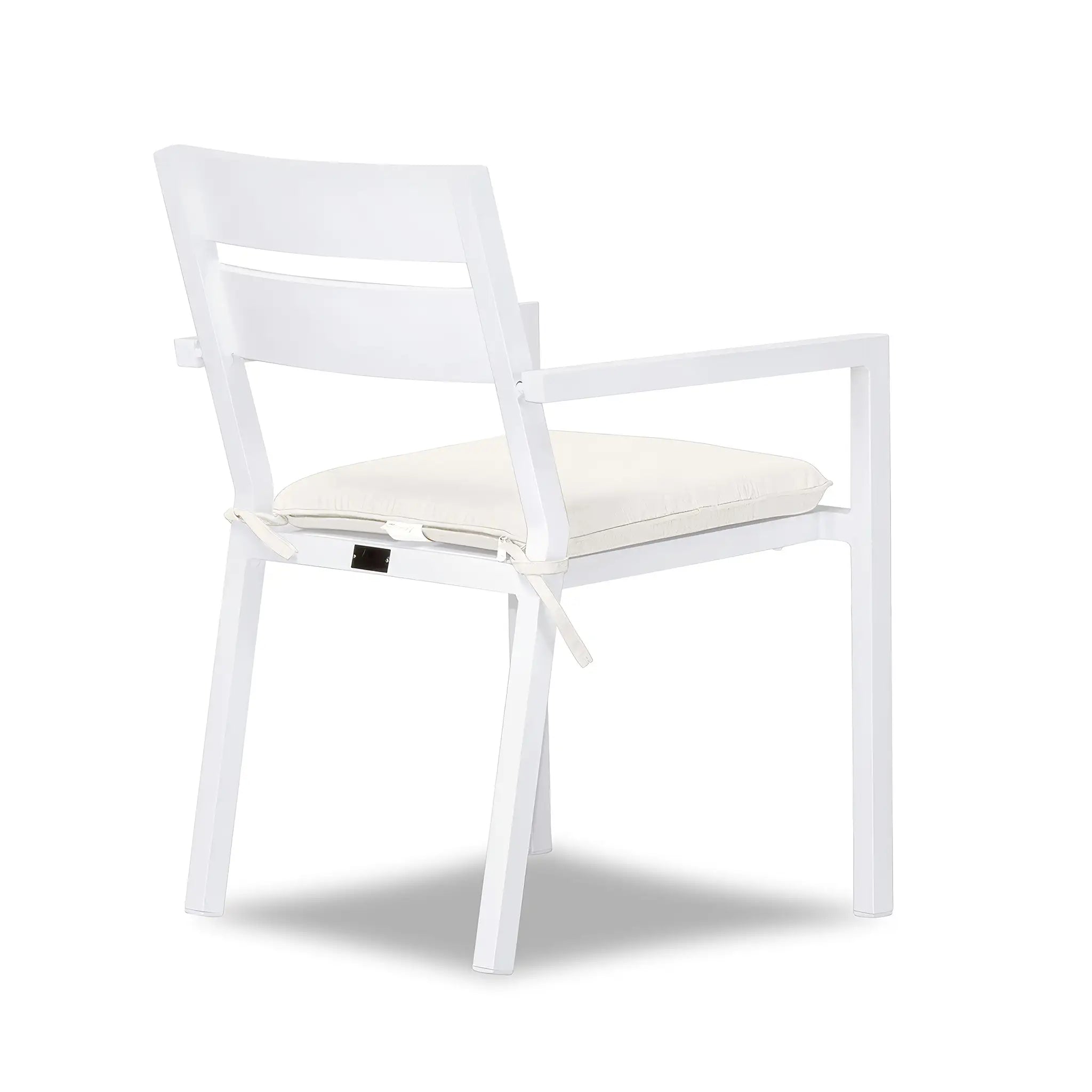 Pacifica Aluminum Dining Arm Chair#Finish_White#Fabric_Canvas Natural