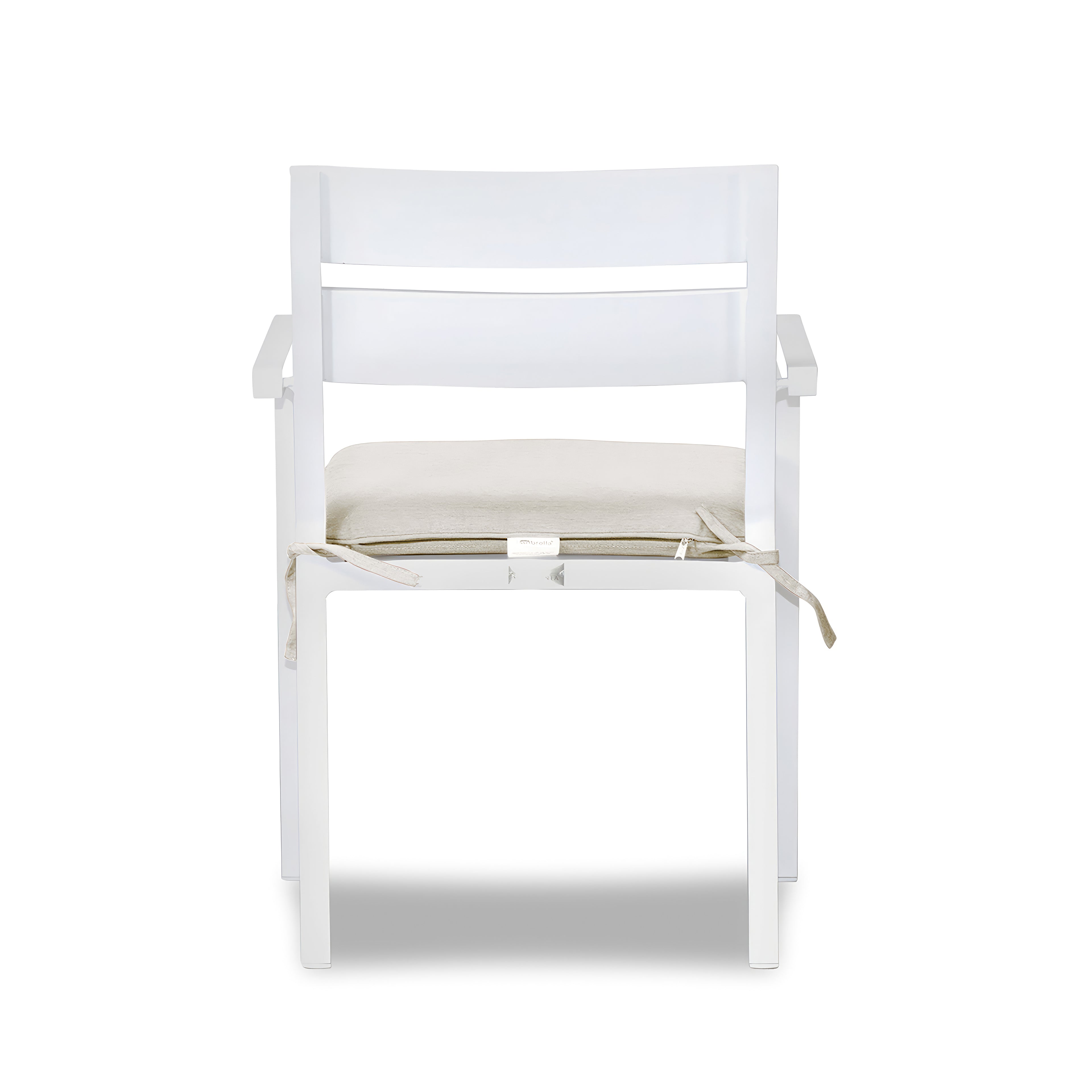 Pacifica Aluminum Dining Arm Chair#Finish_White#Fabric_Canvas Natural