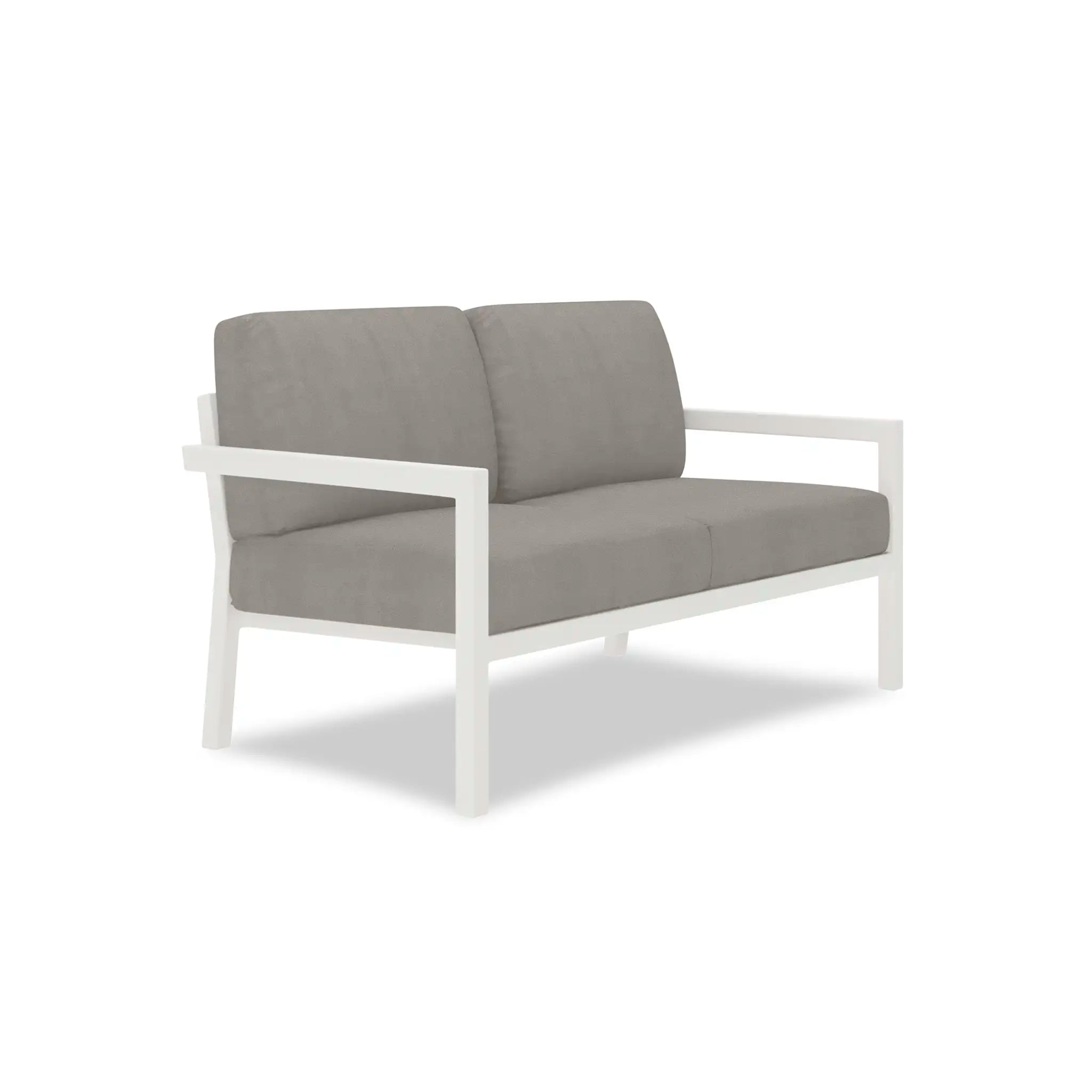 Pacifica Loveseat Aluminum#Finish_White#Fabric_Canvas Charcoal