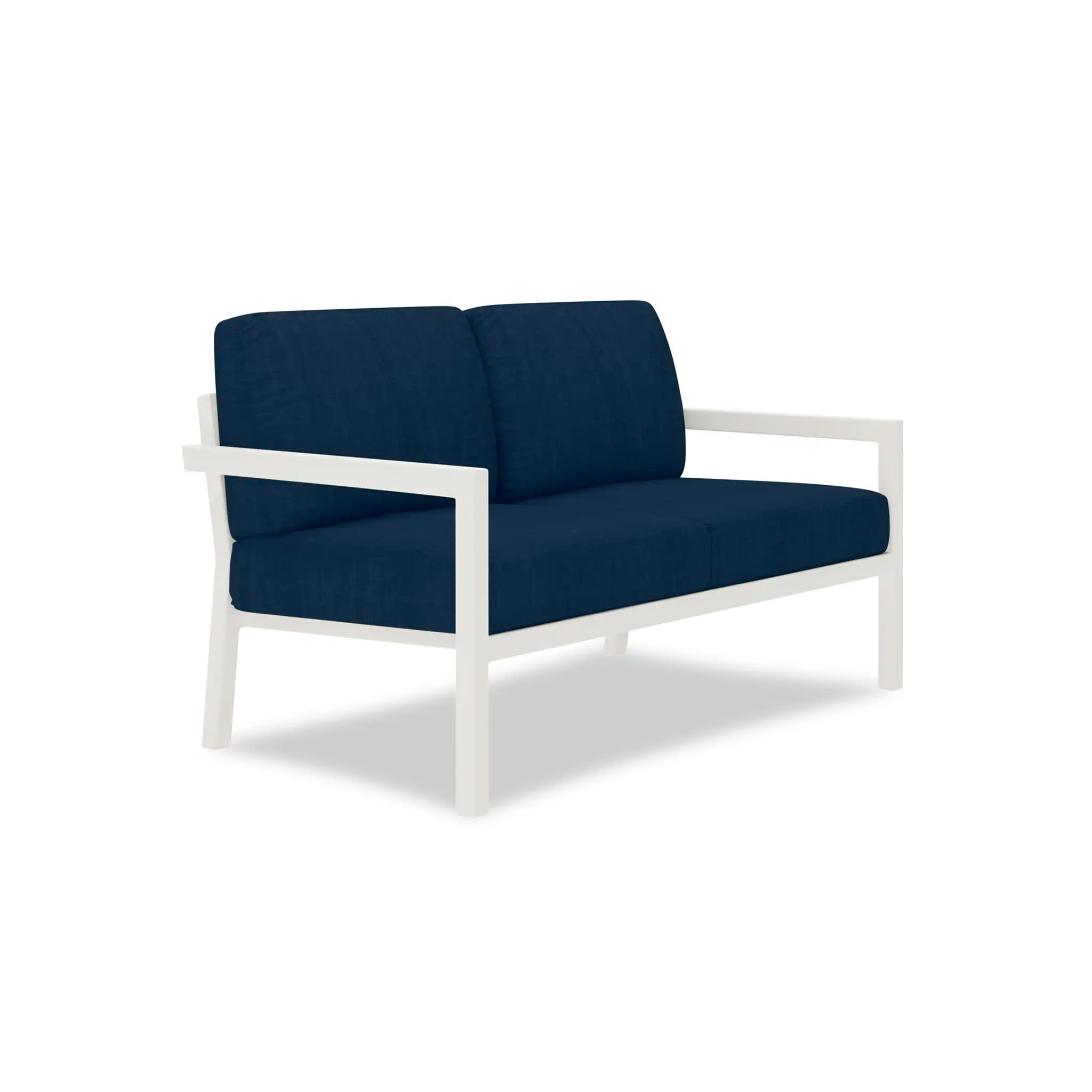Pacifica Loveseat Aluminum#Finish_White#Fabric_Spectrum Indigo