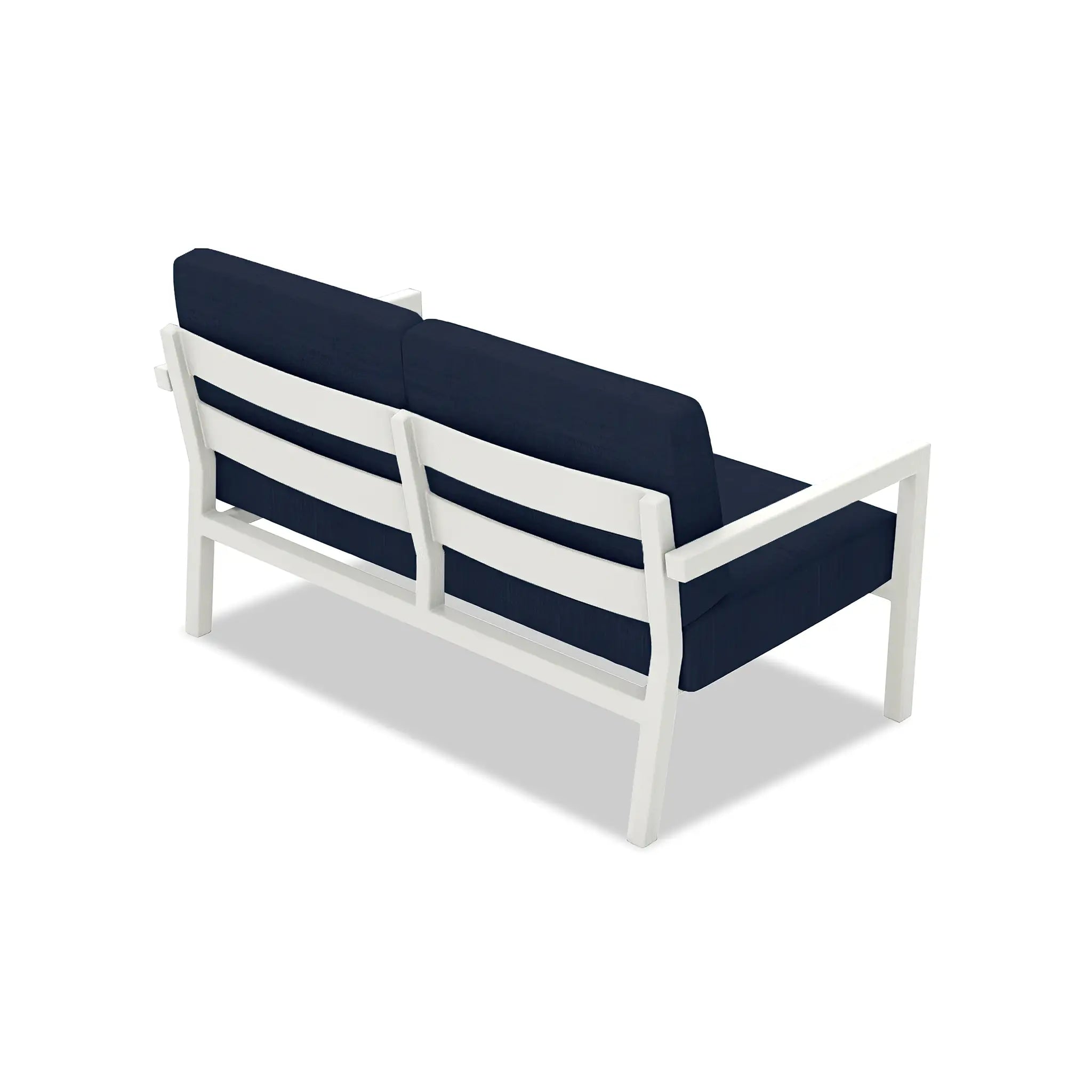 Pacifica Loveseat Aluminum#Finish_White#Fabric_Spectrum Indigo