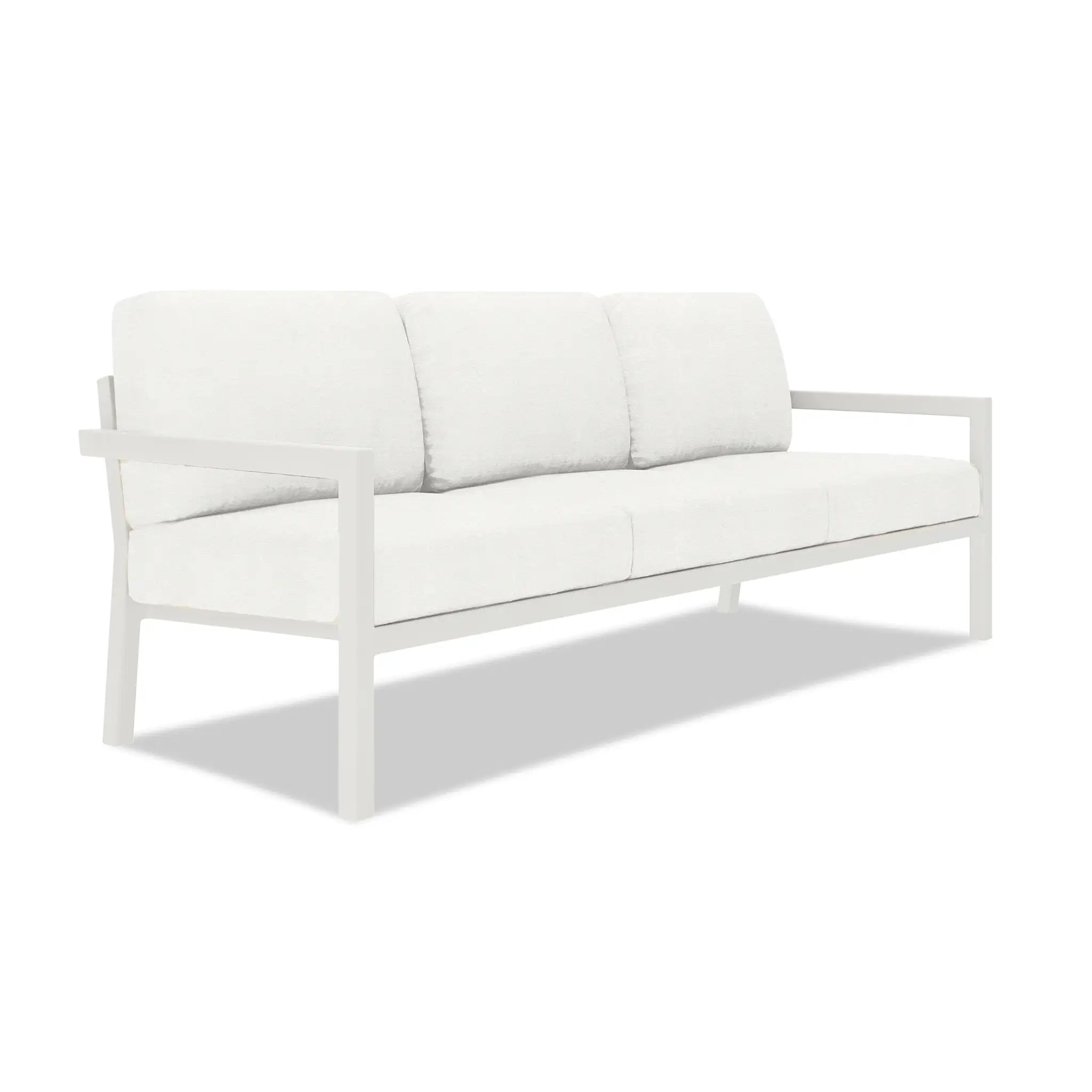 Pacifica Aluminum Sofa#Finish_White#Fabric_Canvas Natural