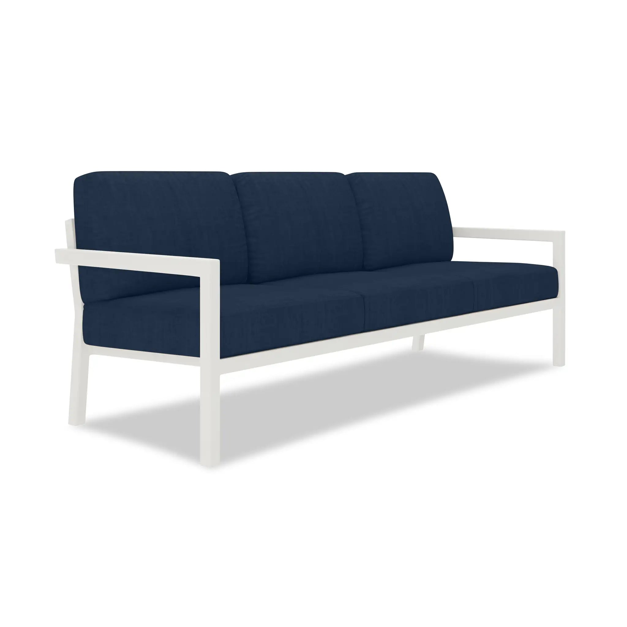 Pacifica Aluminum Sofa#Finish_White#Fabric_Spectrum Indigo
