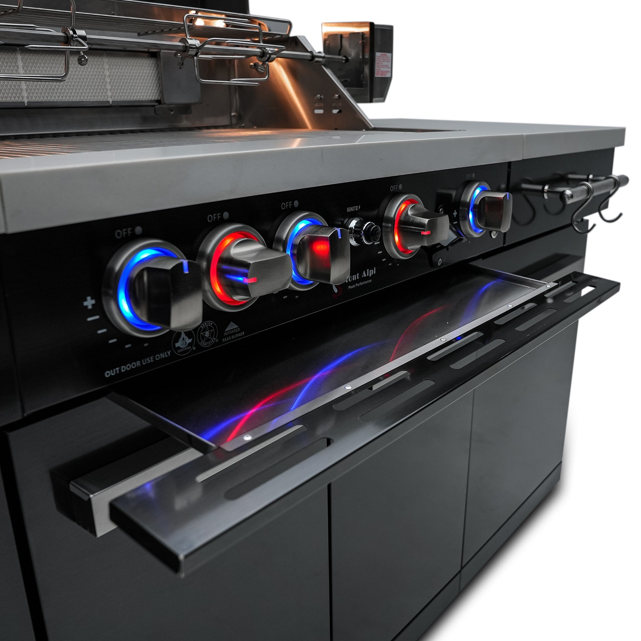 Compact 6 ft. Black Stainless Steel 5-Burner Outdoor Kitchen Island