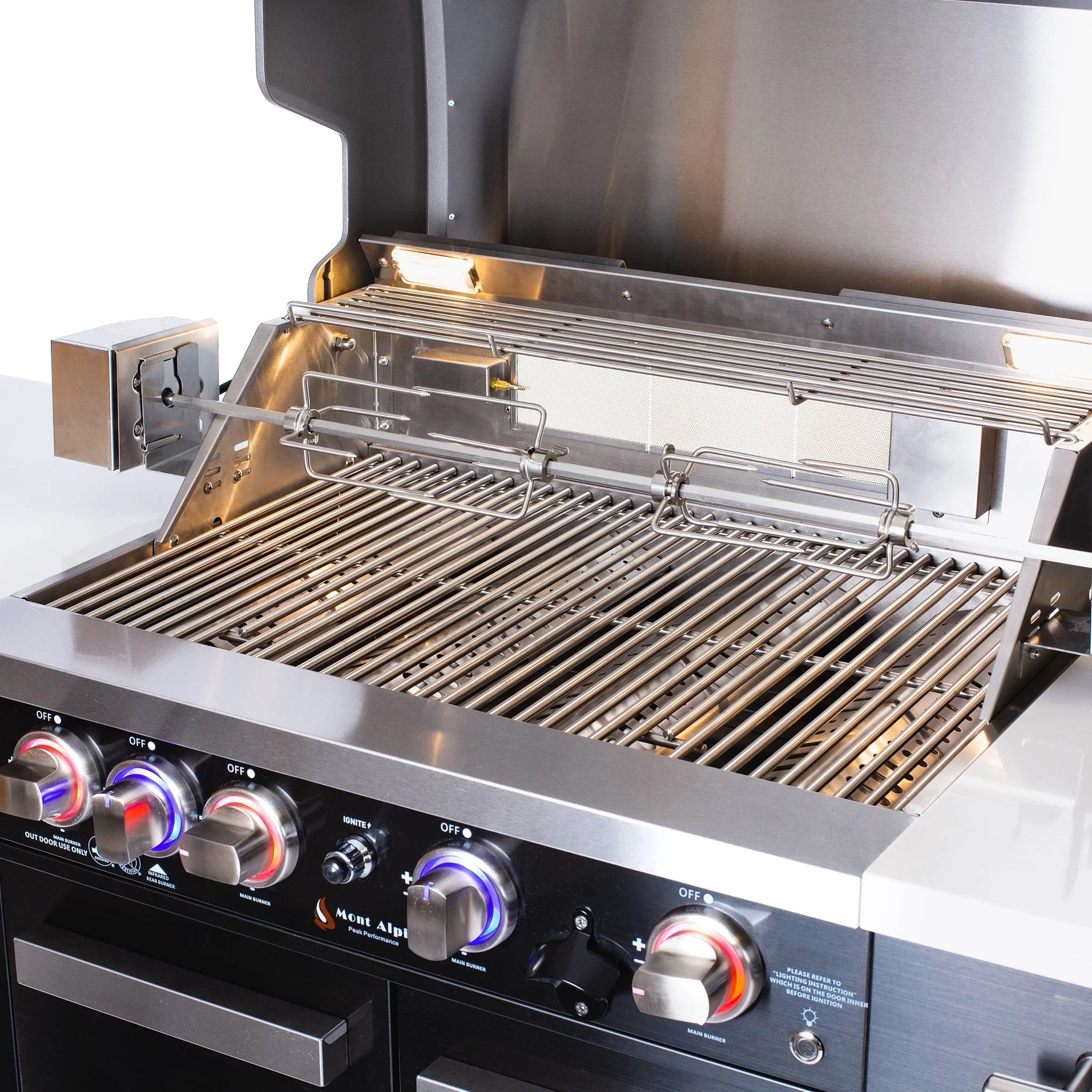 Compact 6 ft. Black Stainless Steel 4-Burner Outdoor Kitchen Island with Refrigerator