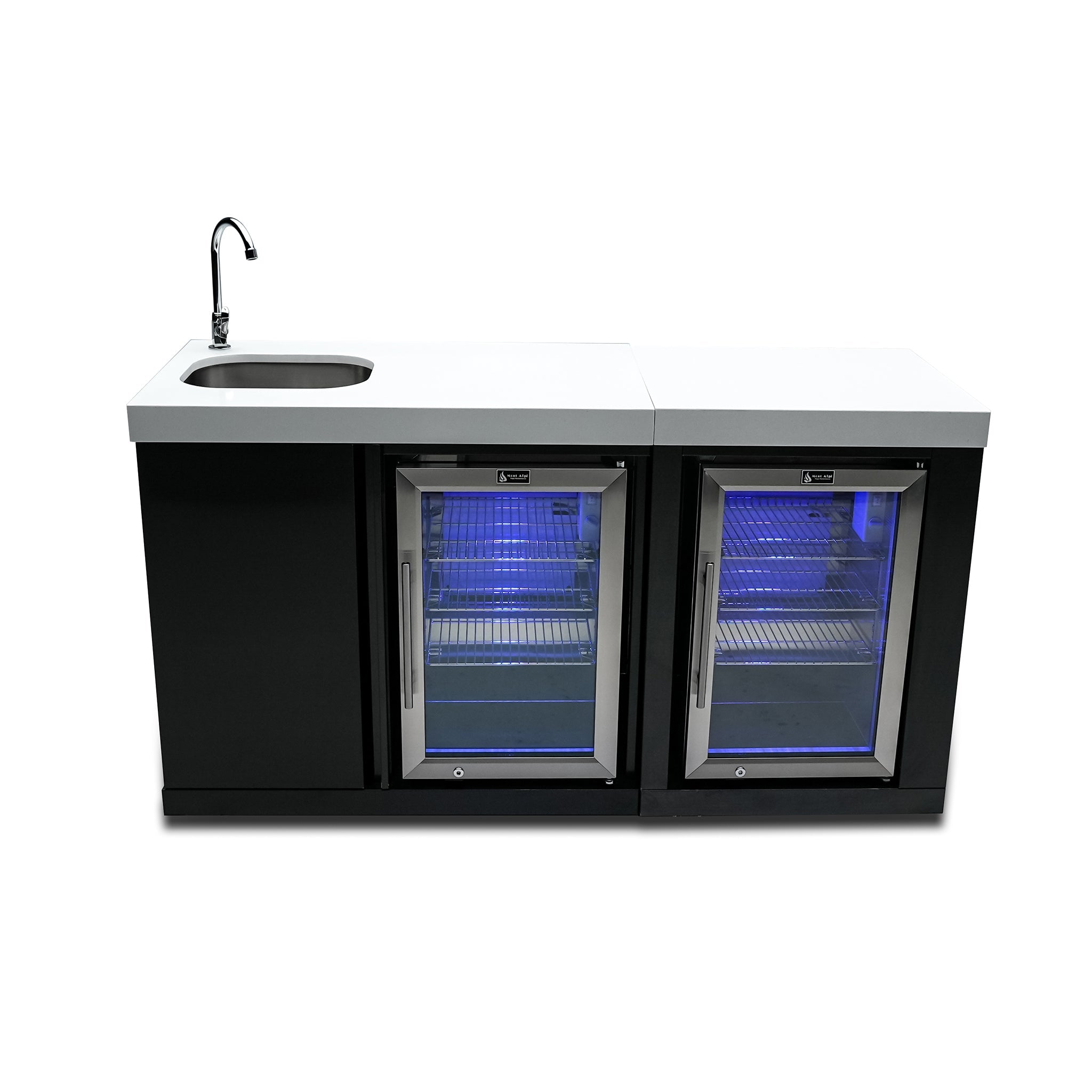 Black Stainless Steel Beverage Center and Fridge Cabinet