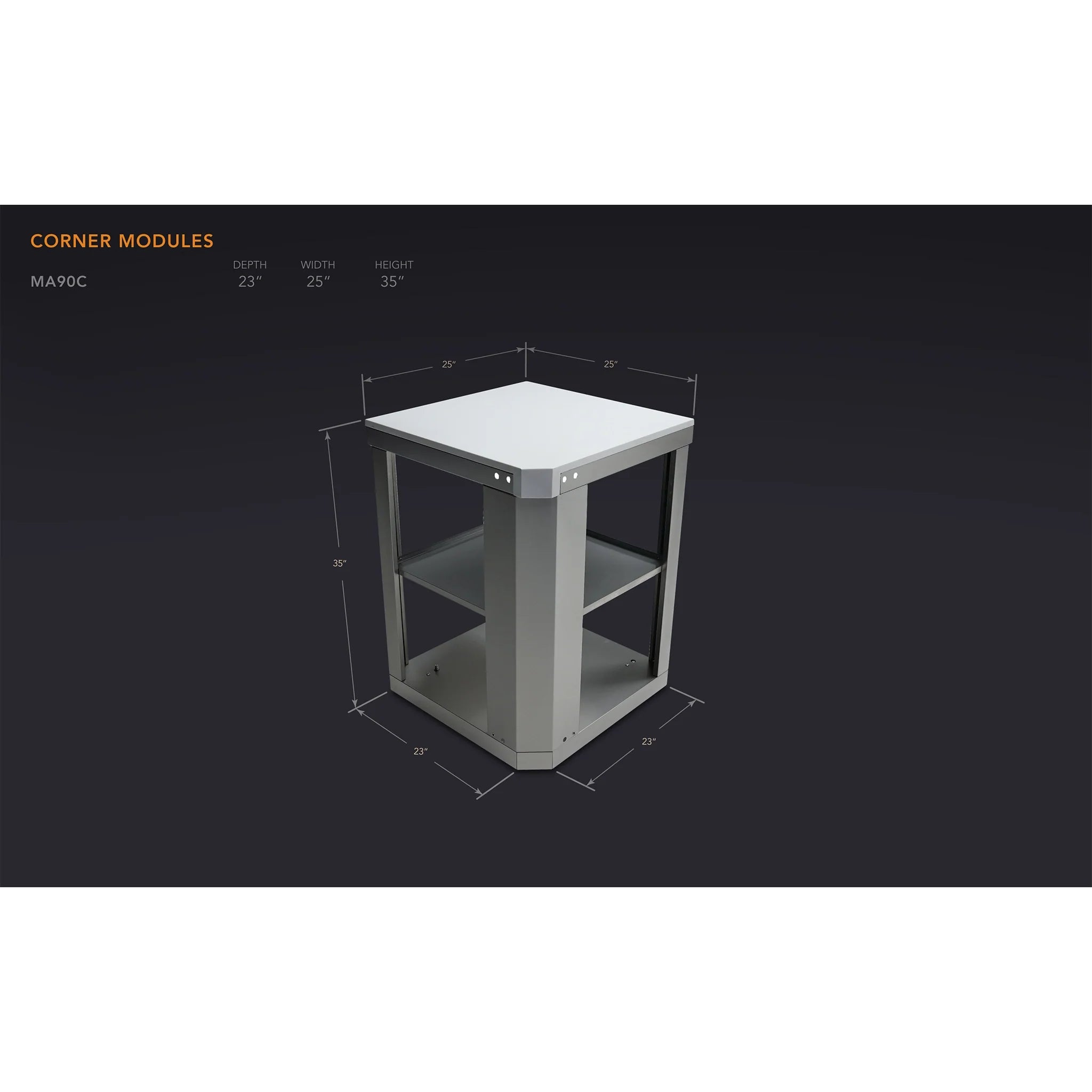 90 Degree Corner Module Extension for Stainless Steel Outdoor Kitchen Island