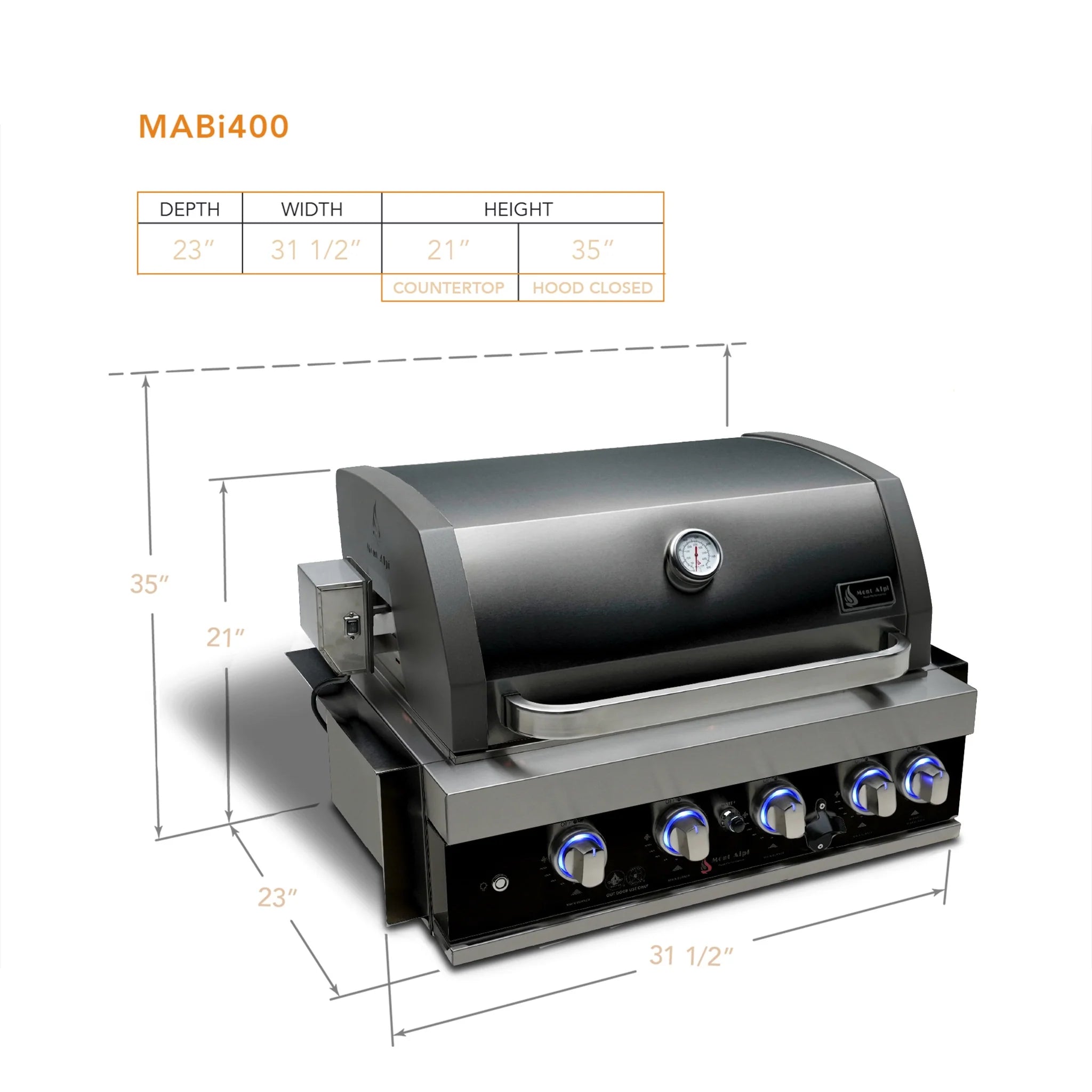32" Black Stainless Steel 4-Burner Built-In Propane Gas Grill