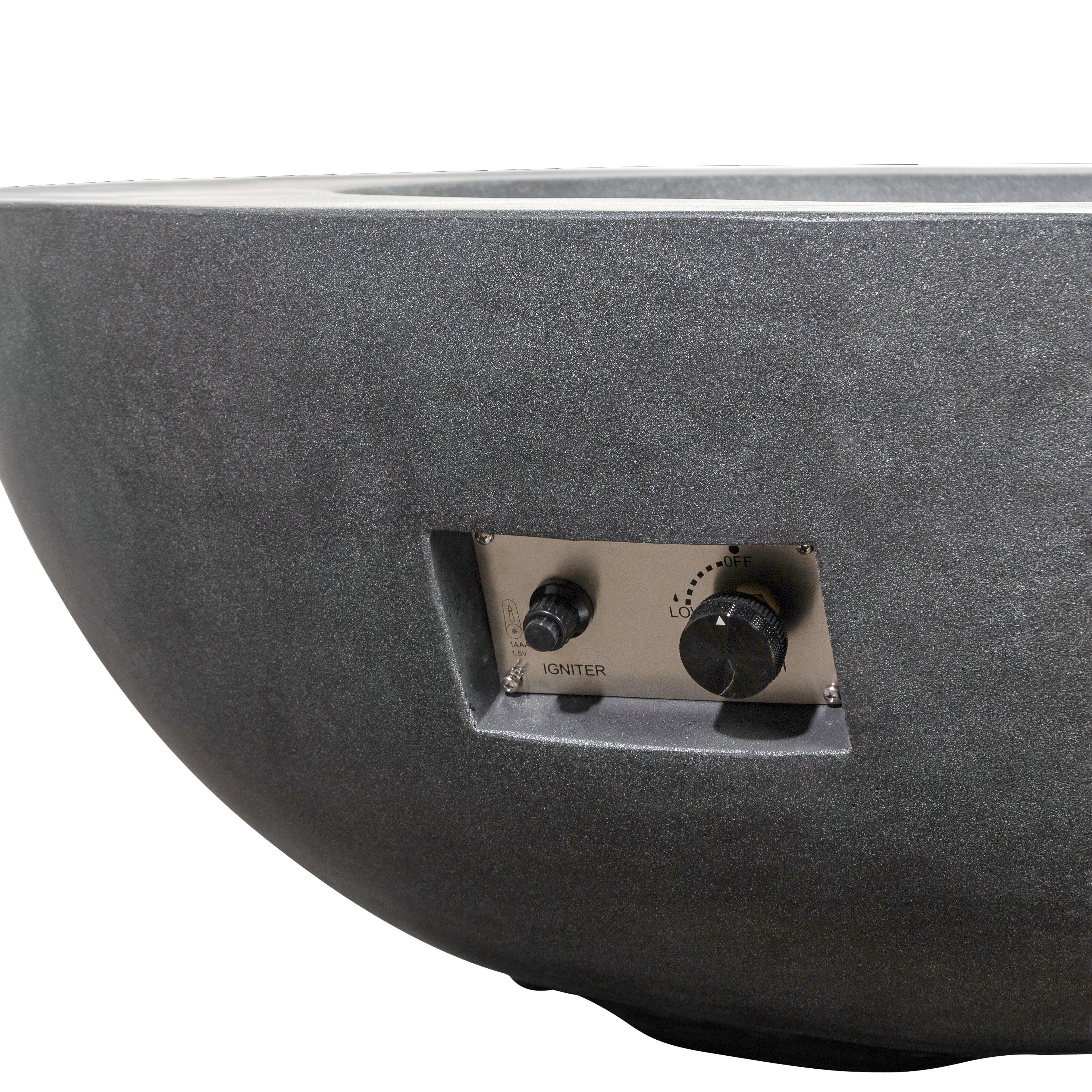 Beton 42" Round Bowl Concrete Natural Gas Fire Pit with Push Button Ignition#Finish_Graphite
