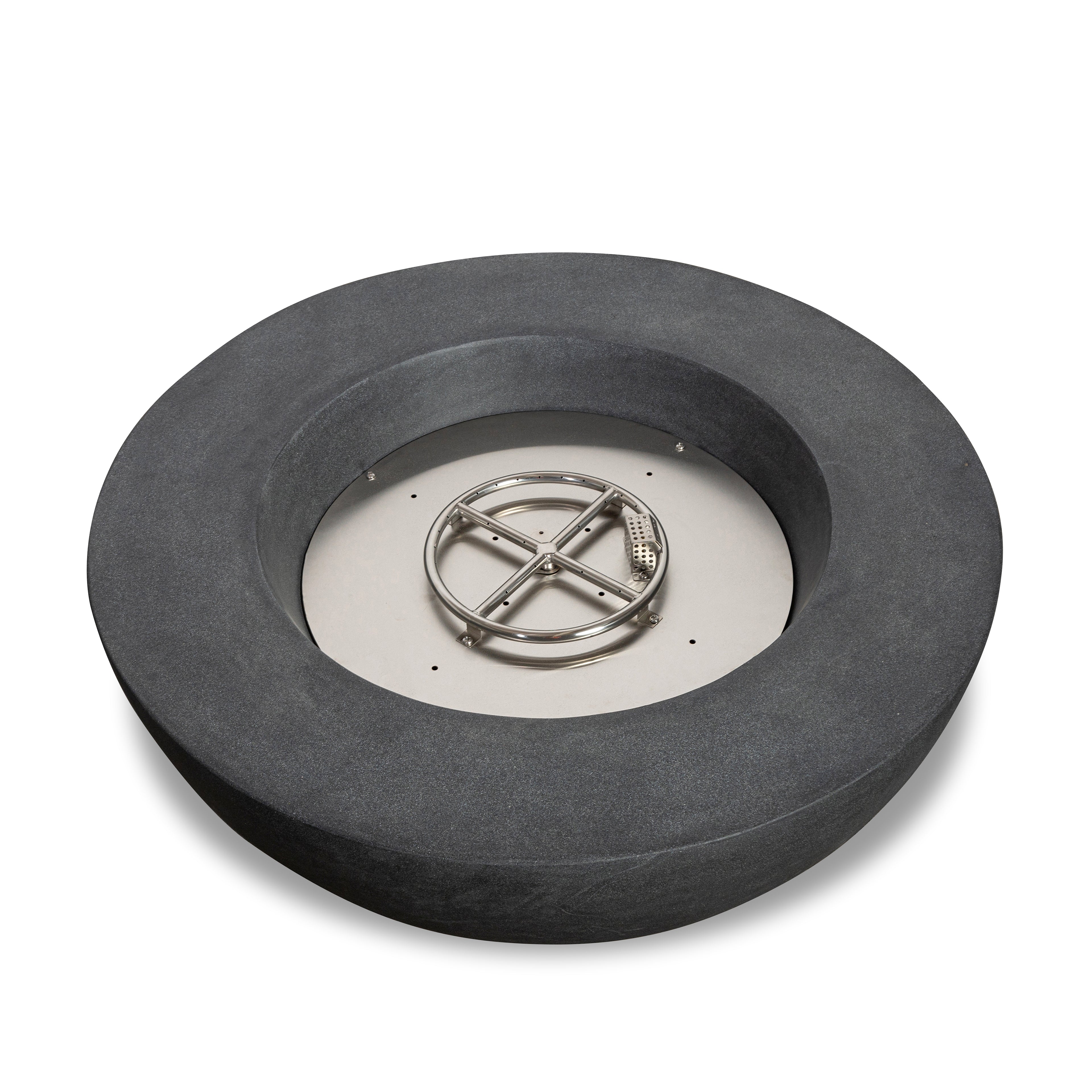 Beton 42" Round Bowl Concrete Natural Gas Fire Pit with Push Button Ignition#Finish_Graphite