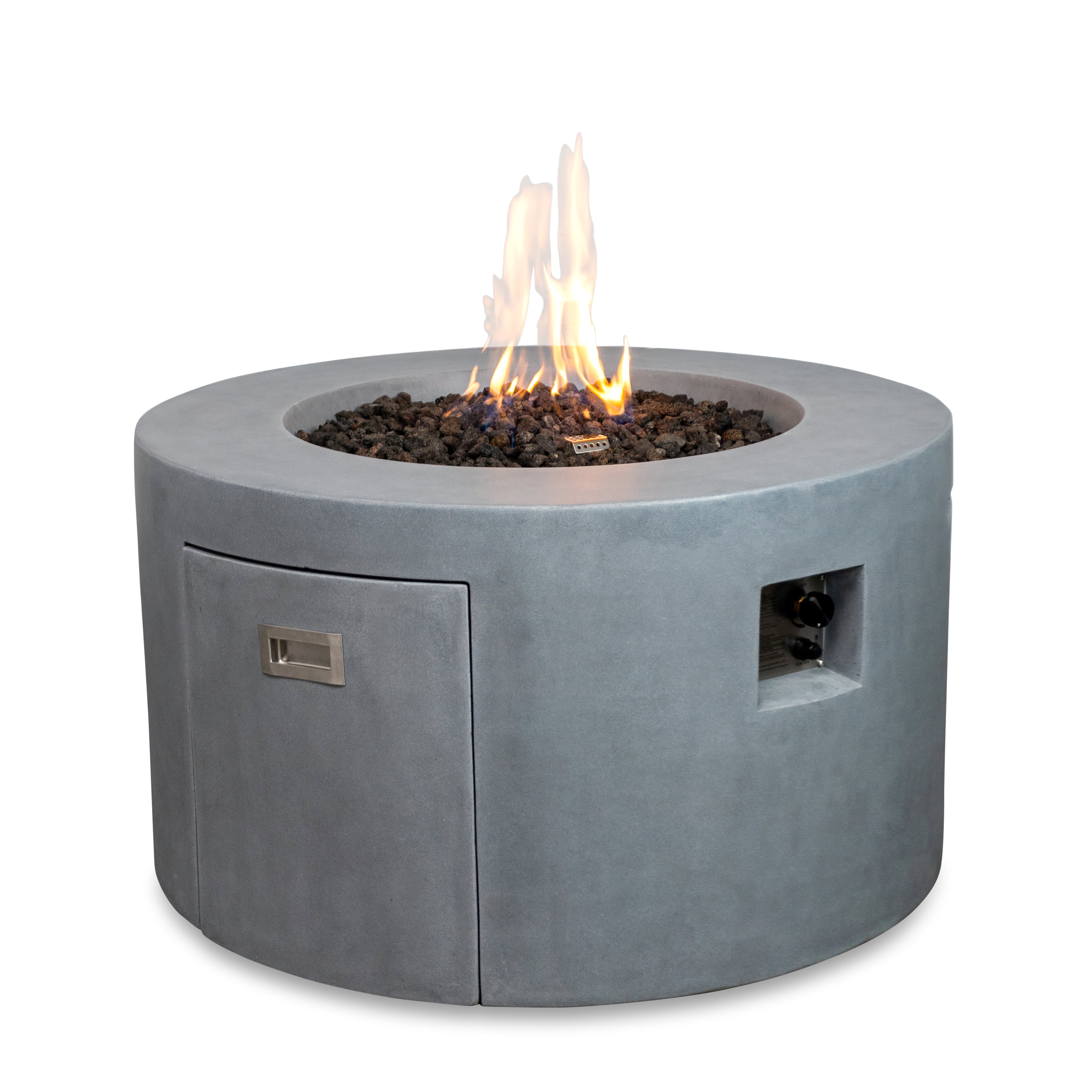 Beton 42" Round Concrete Propane Gas Fire Pit with Access Door#Finish_Natural Gray