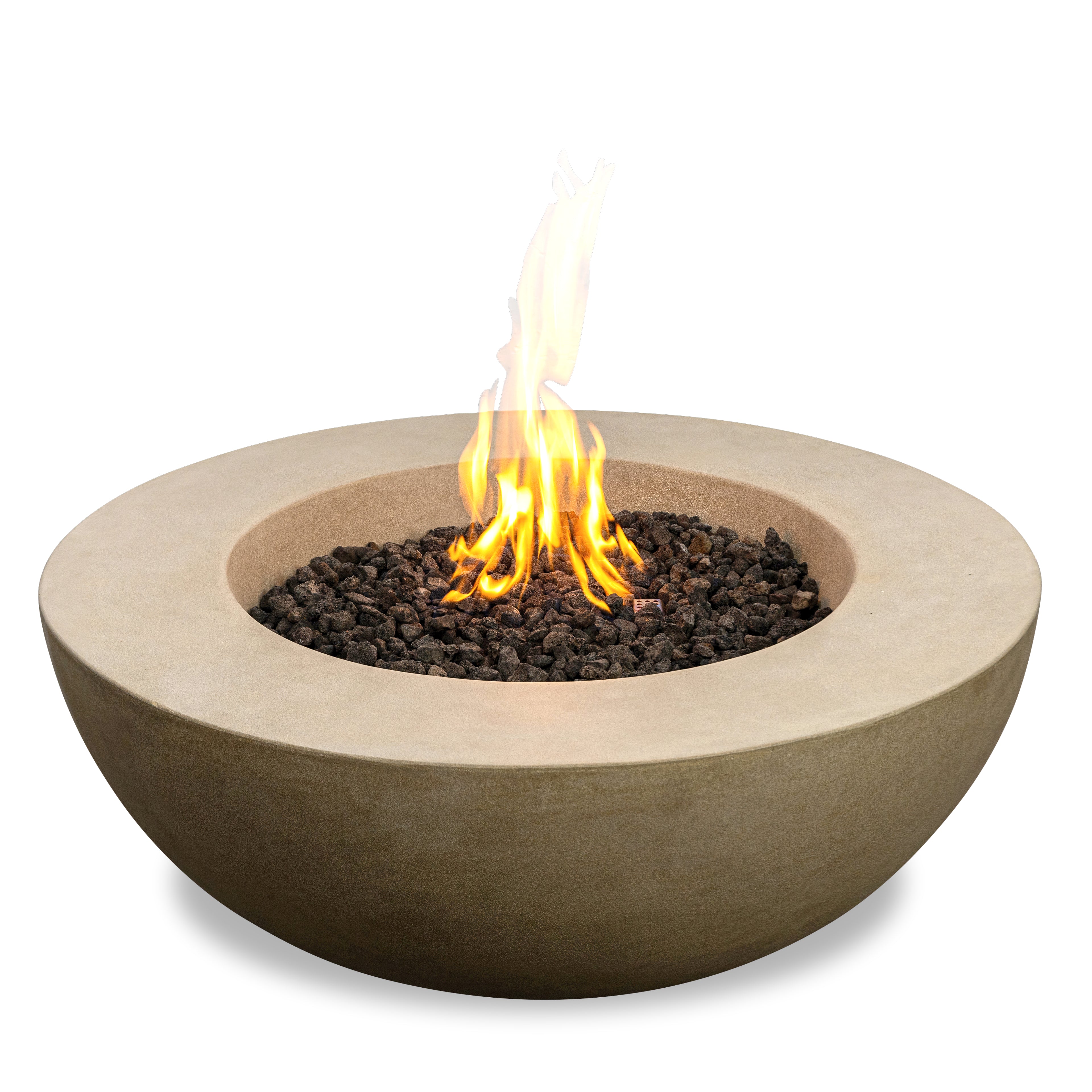 Beton 42" Round Bowl Concrete Natural Gas Fire Pit with Push Button Ignition#Finish_Sand