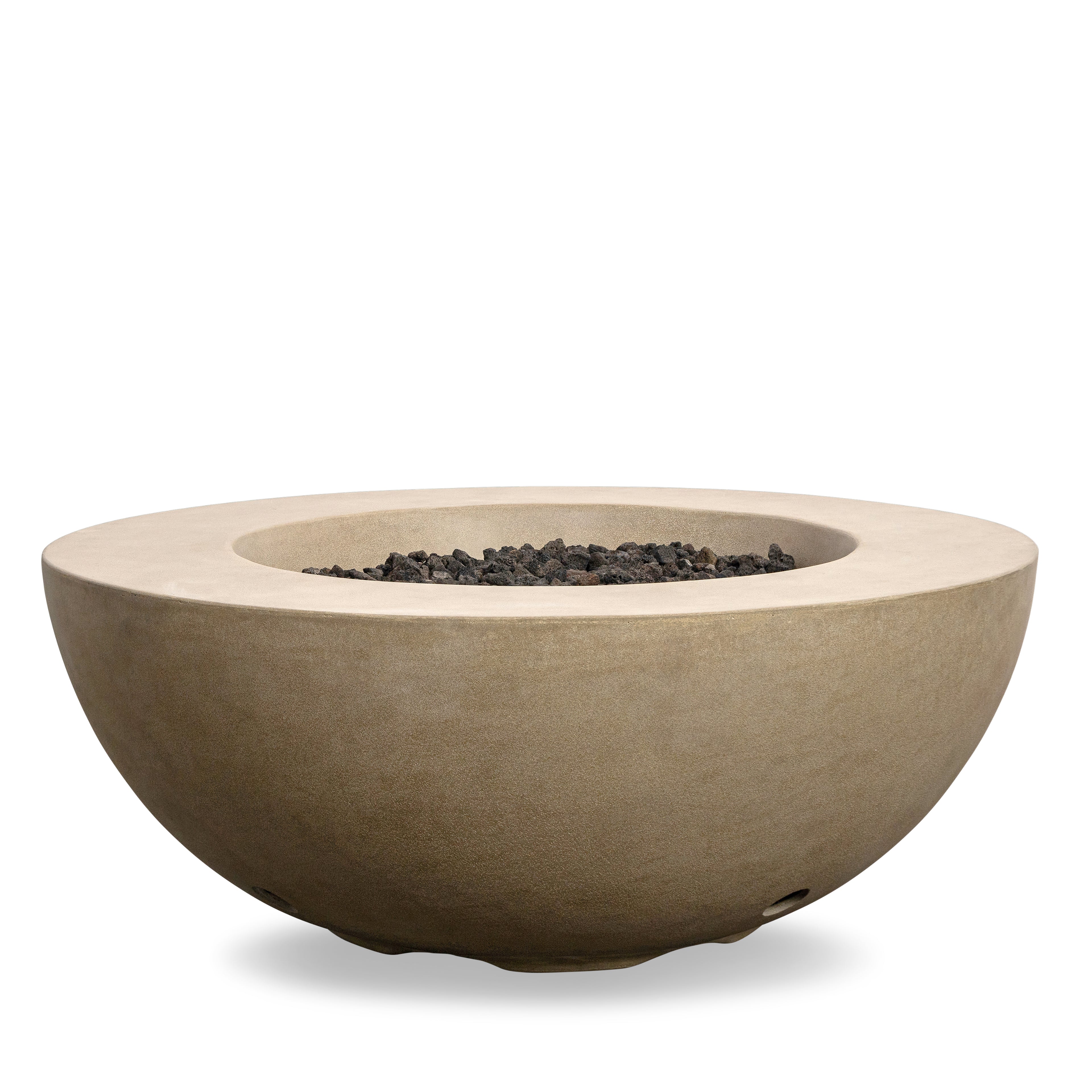 Beton 42" Round Bowl Concrete Natural Gas Fire Pit with Push Button Ignition#Finish_Sand