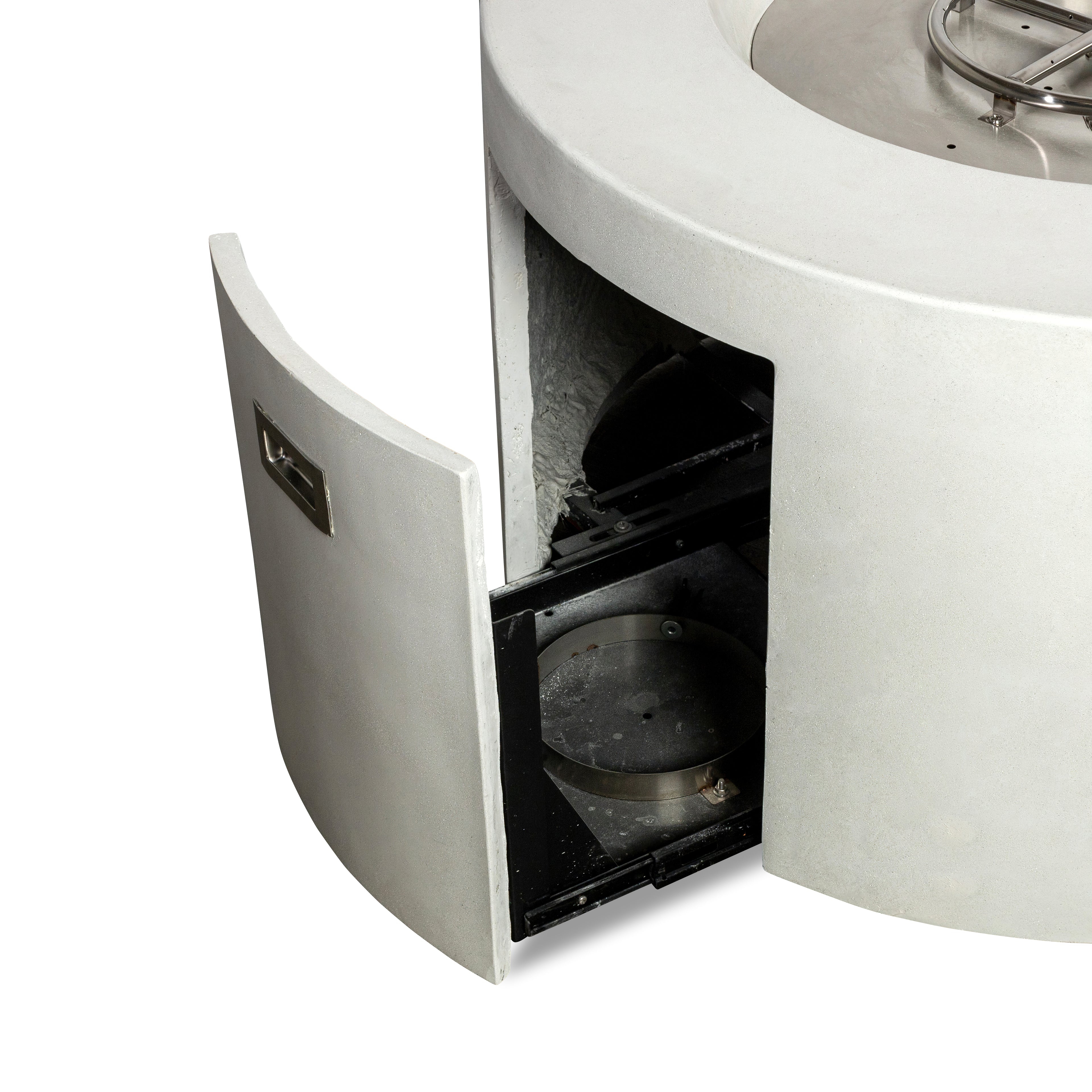 Beton 42" Round Concrete Propane Gas Fire Pit with Access Door#Finish_Stone White