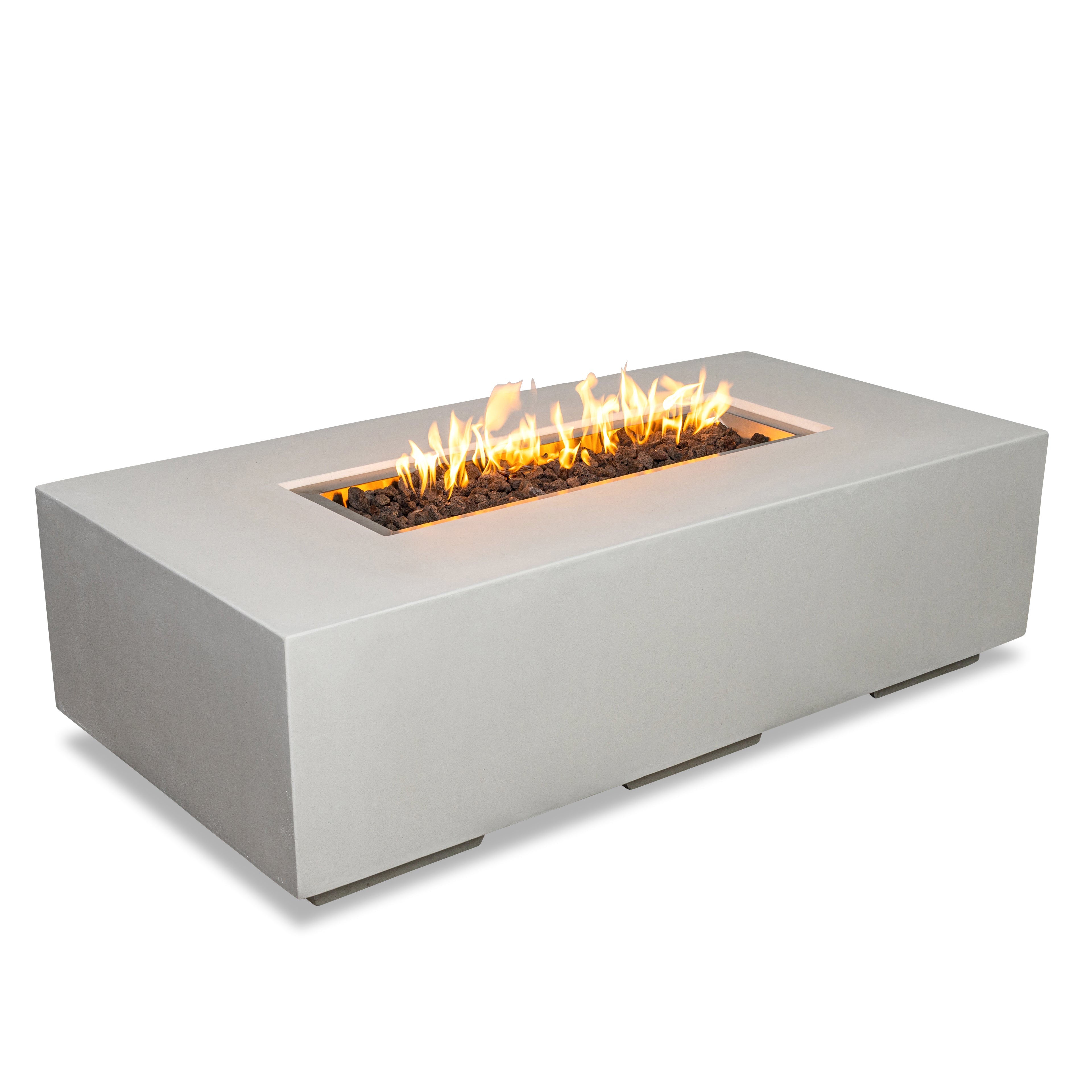Beton 55" Rectangular Natural Gas Fire Pit#Finish_Stone White