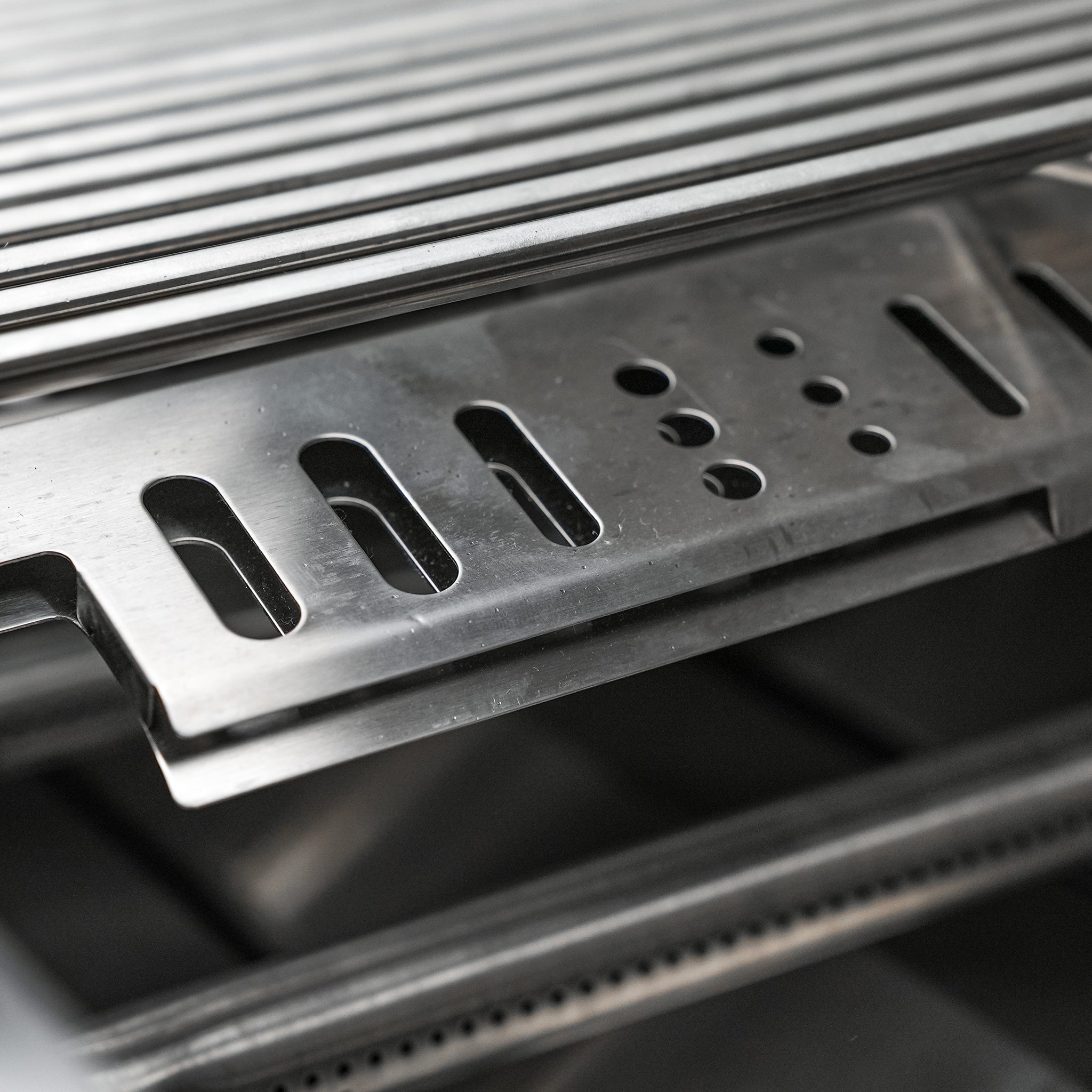 400 Deluxe 7.5 ft. Stainless Steel 4-Burner Outdoor Kitchen Island with 90 Degree Corner and Fridge Cabinet