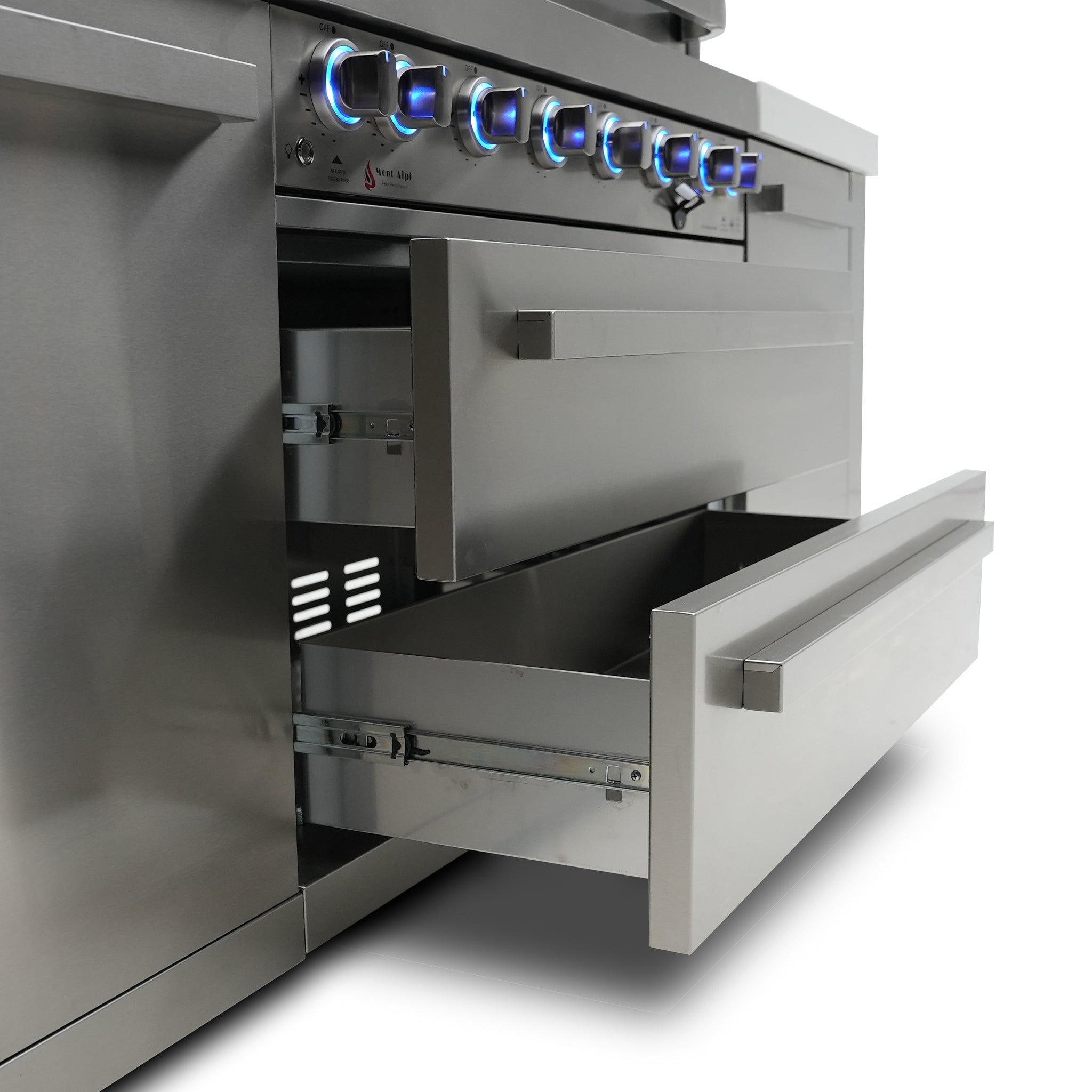 805 Original Stainless Steel 6-Burner Outdoor Kitchen Island with 90 Degree Corner and Beverage Center